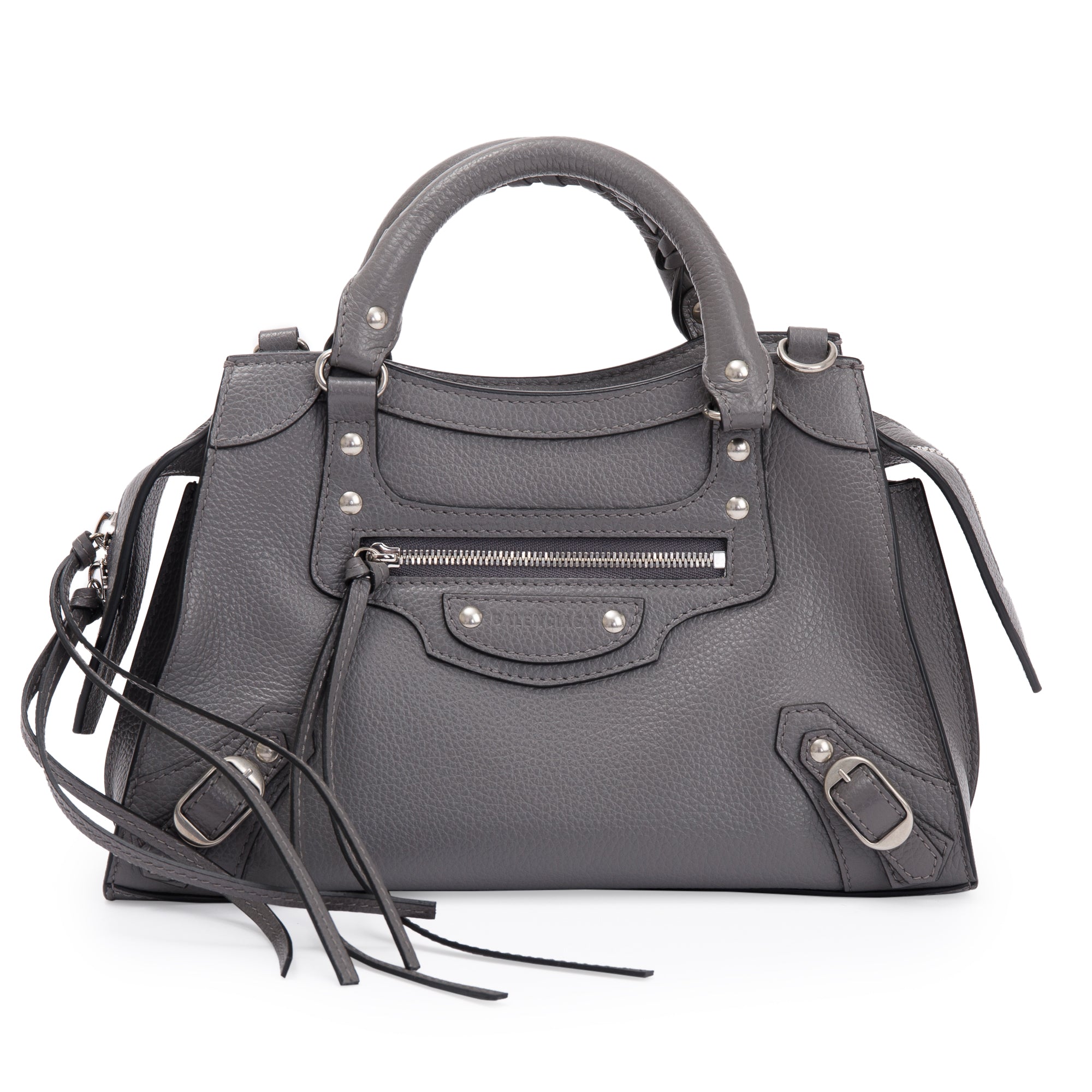 Balenciaga 2022 Grey Calfskin Leather Neo Classic XS City Bag w/ Strap & Receipt