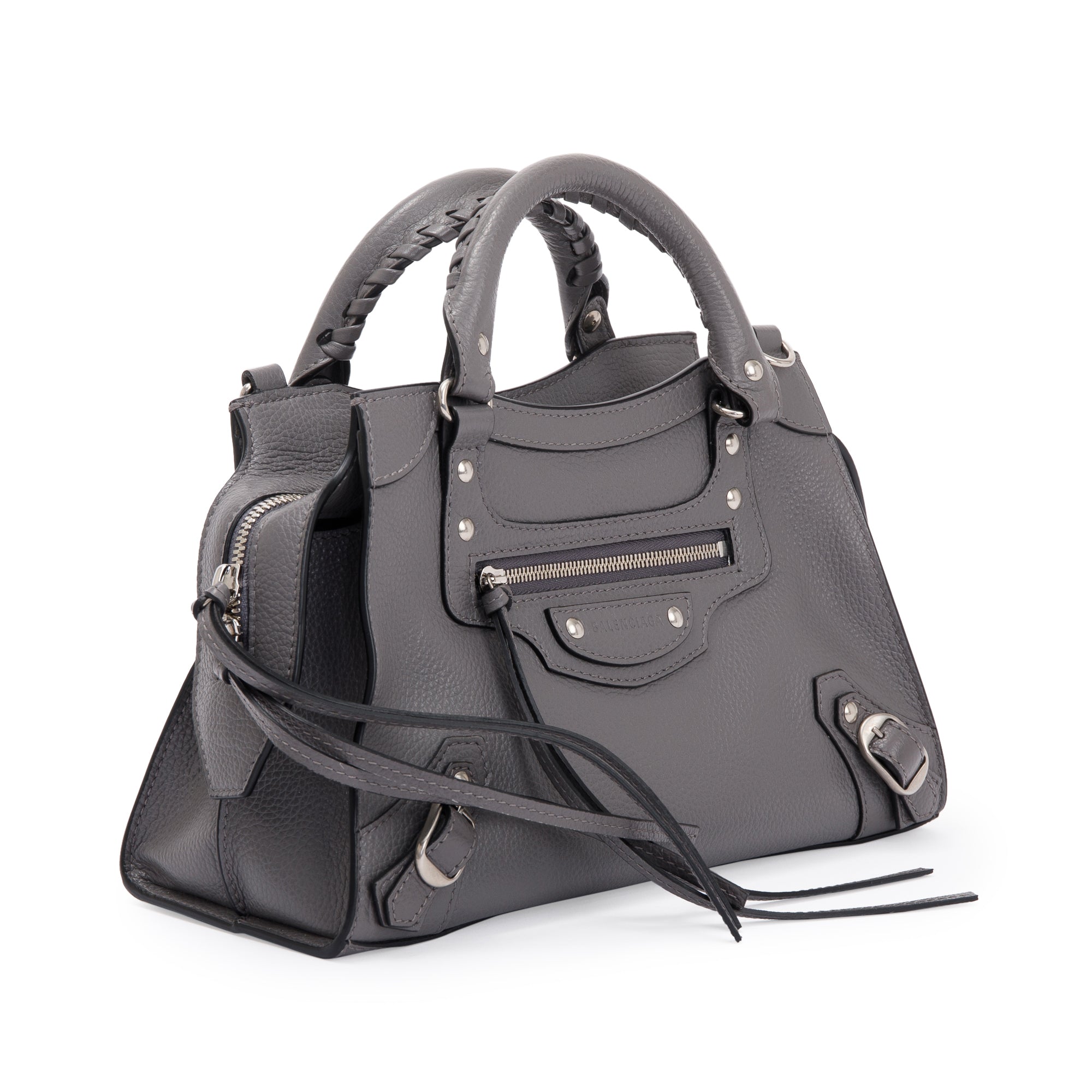 Balenciaga 2022 Grey Calfskin Leather Neo Classic XS City Bag w/ Strap & Receipt