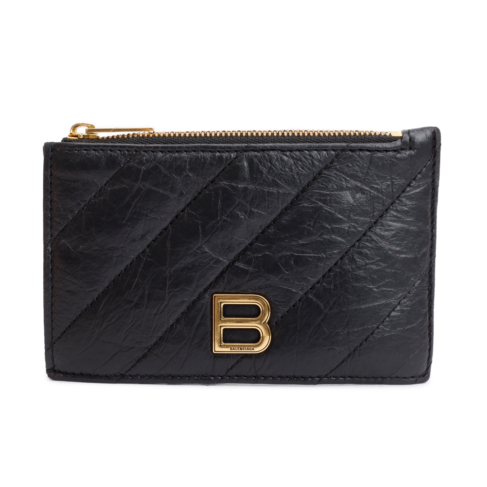 Balenciaga 2023 Black Quilted Calfskin Leather Large Long Coin and Card Holder w/ Box & Receipt