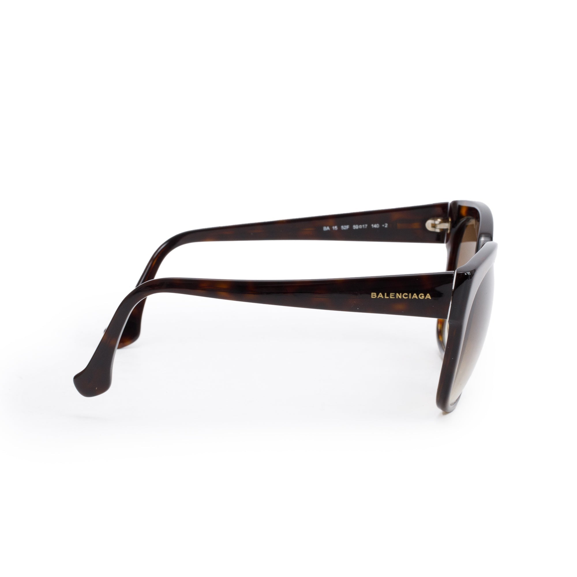 Balenciaga BA 15 Brown Havana Acetate Square Sunglasses