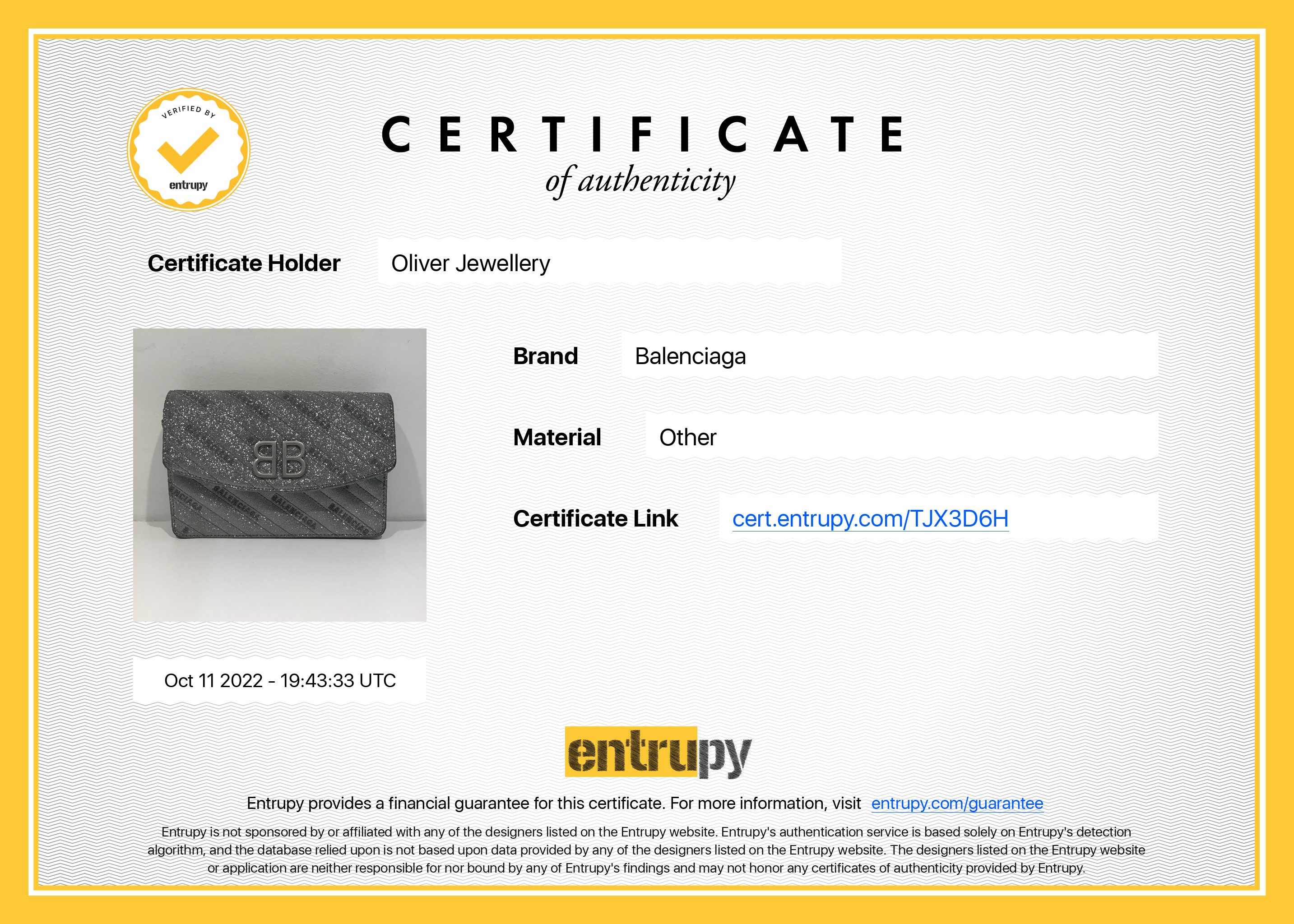 Balenciaga BB Glitter Leather Chain Wallet Bag