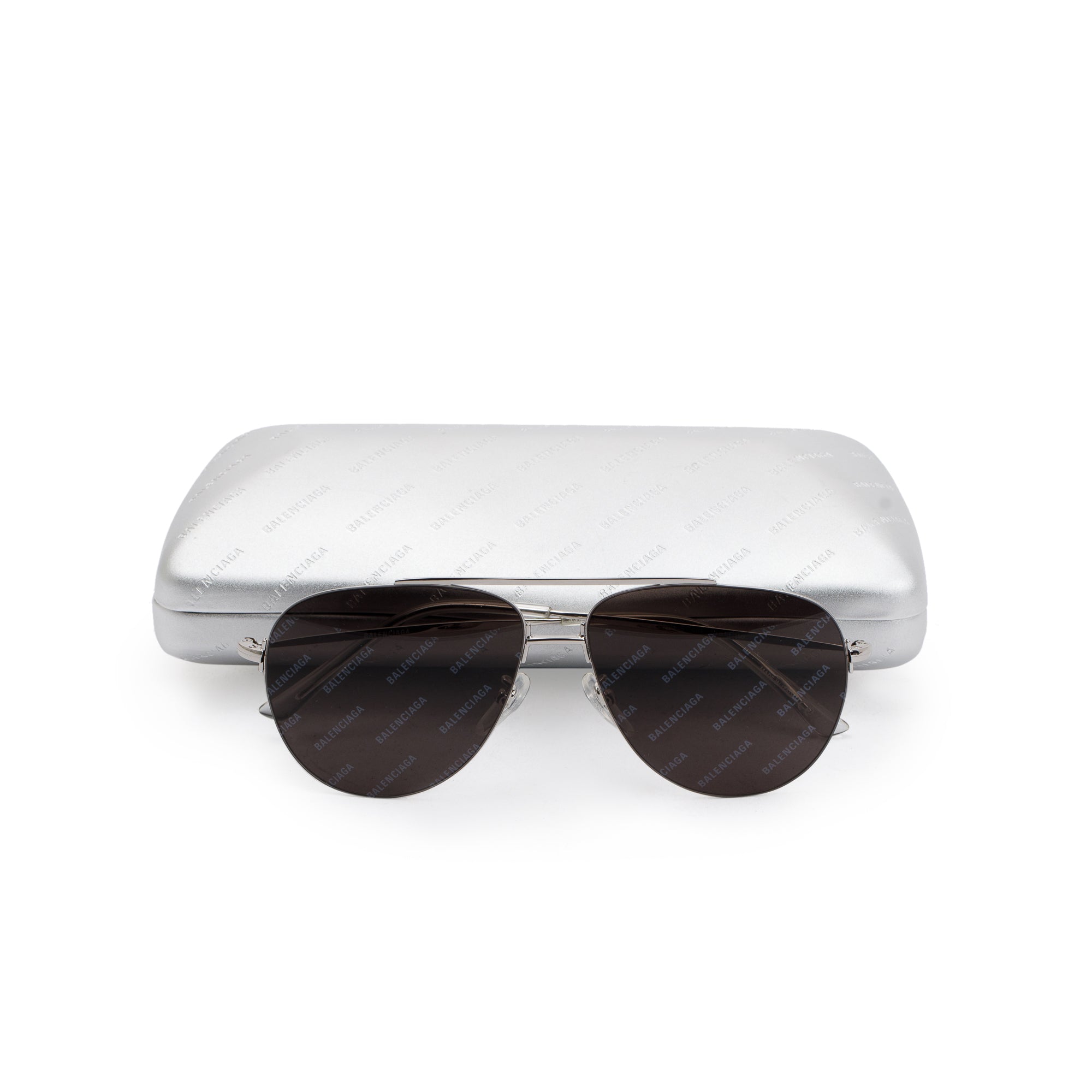 Balenciaga BB0013S Logo Aviator Tinted Sunglasses w/ Case