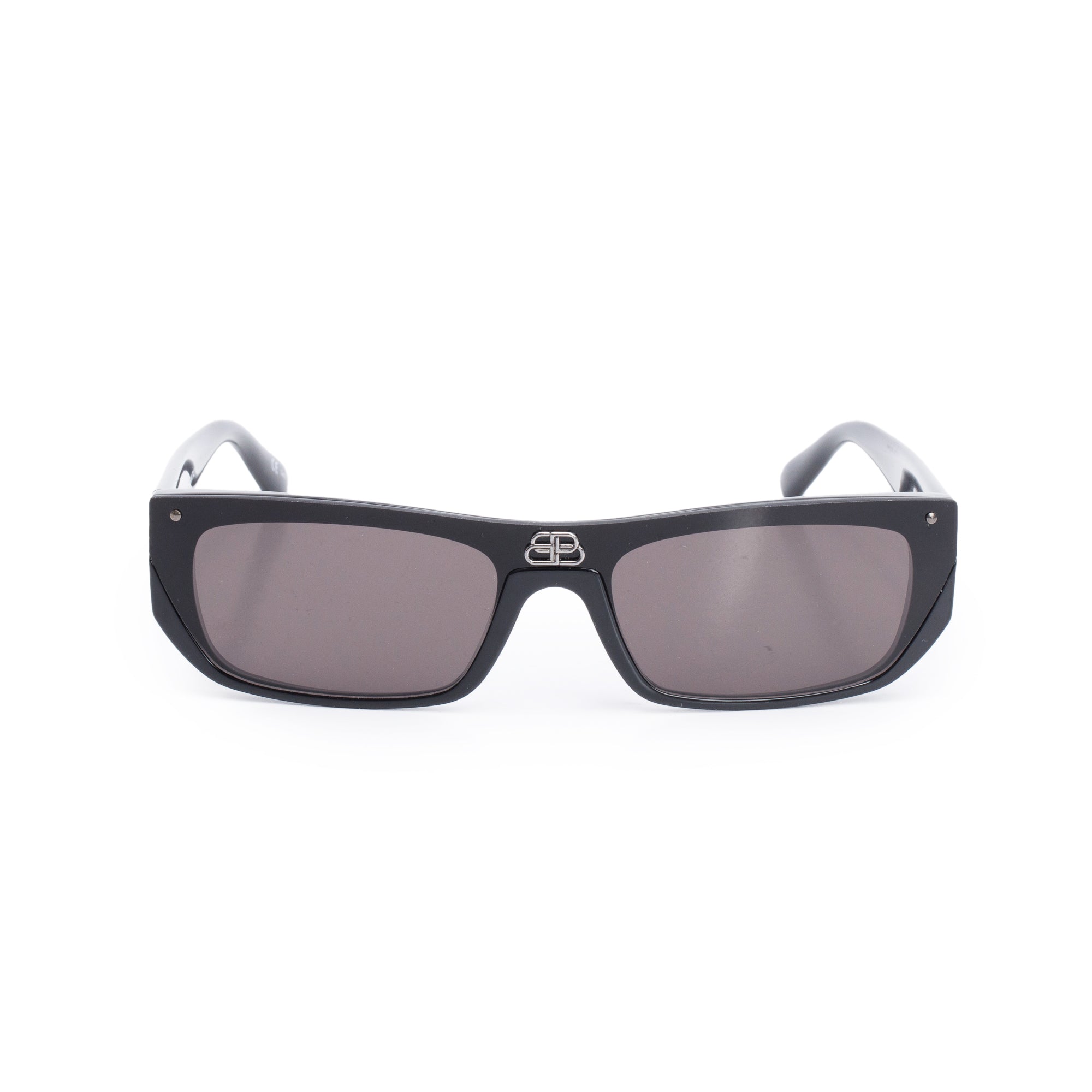 Balenciaga BB0080S Black Acetate BB Rectangular Shield Sunglasses