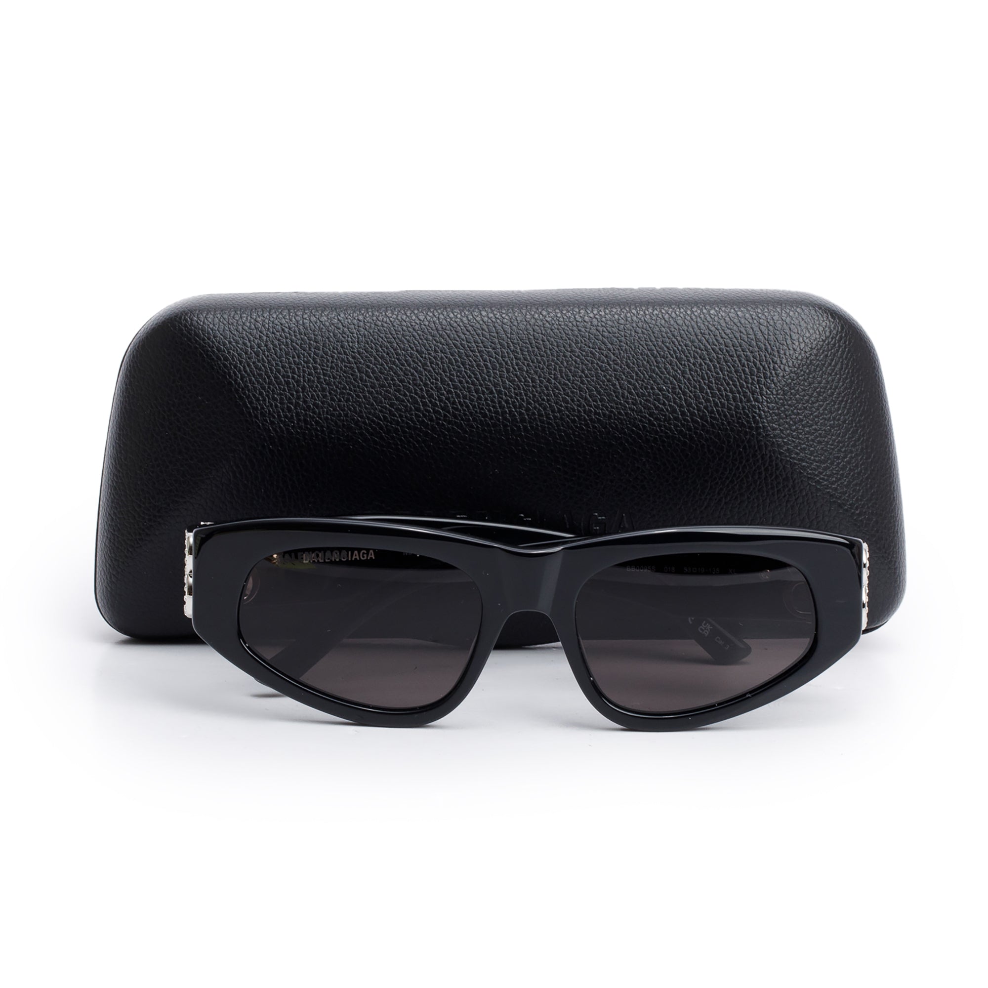 Balenciaga BB0095S Black Acetate Crystal Dynasty D-Frame Sunglasses w/ Case