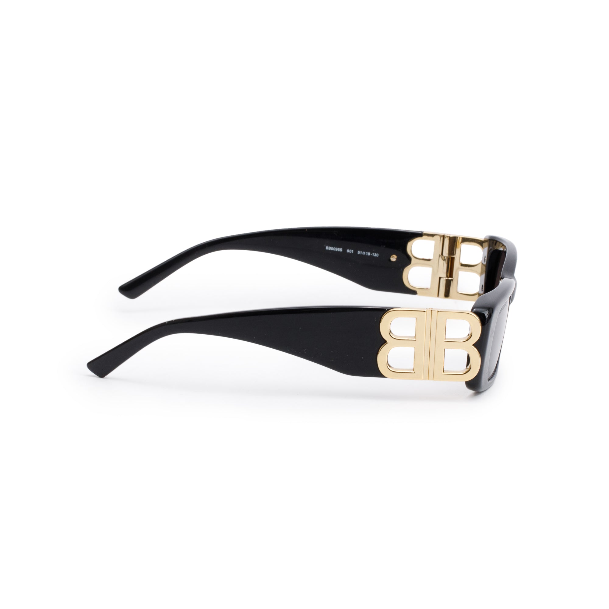 Balenciaga BB0096S Dynasty Black Acetate Rectangle Sunglasses w/ Case