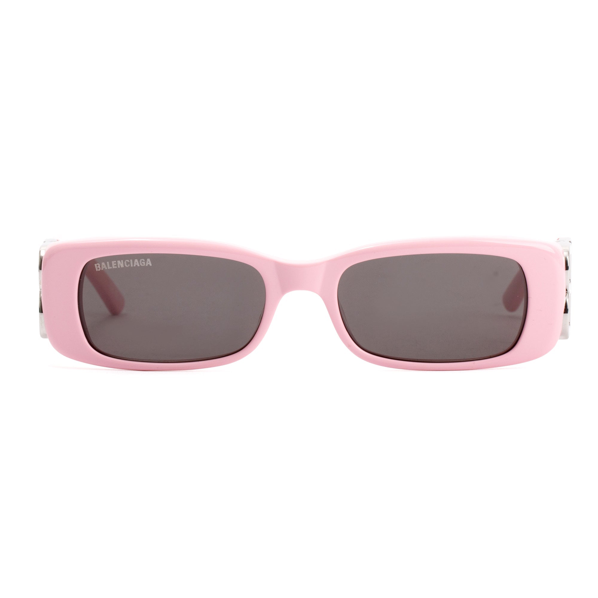 Balenciaga BB0096S Dynasty Pink Rectangle Sunglasses w/ Case