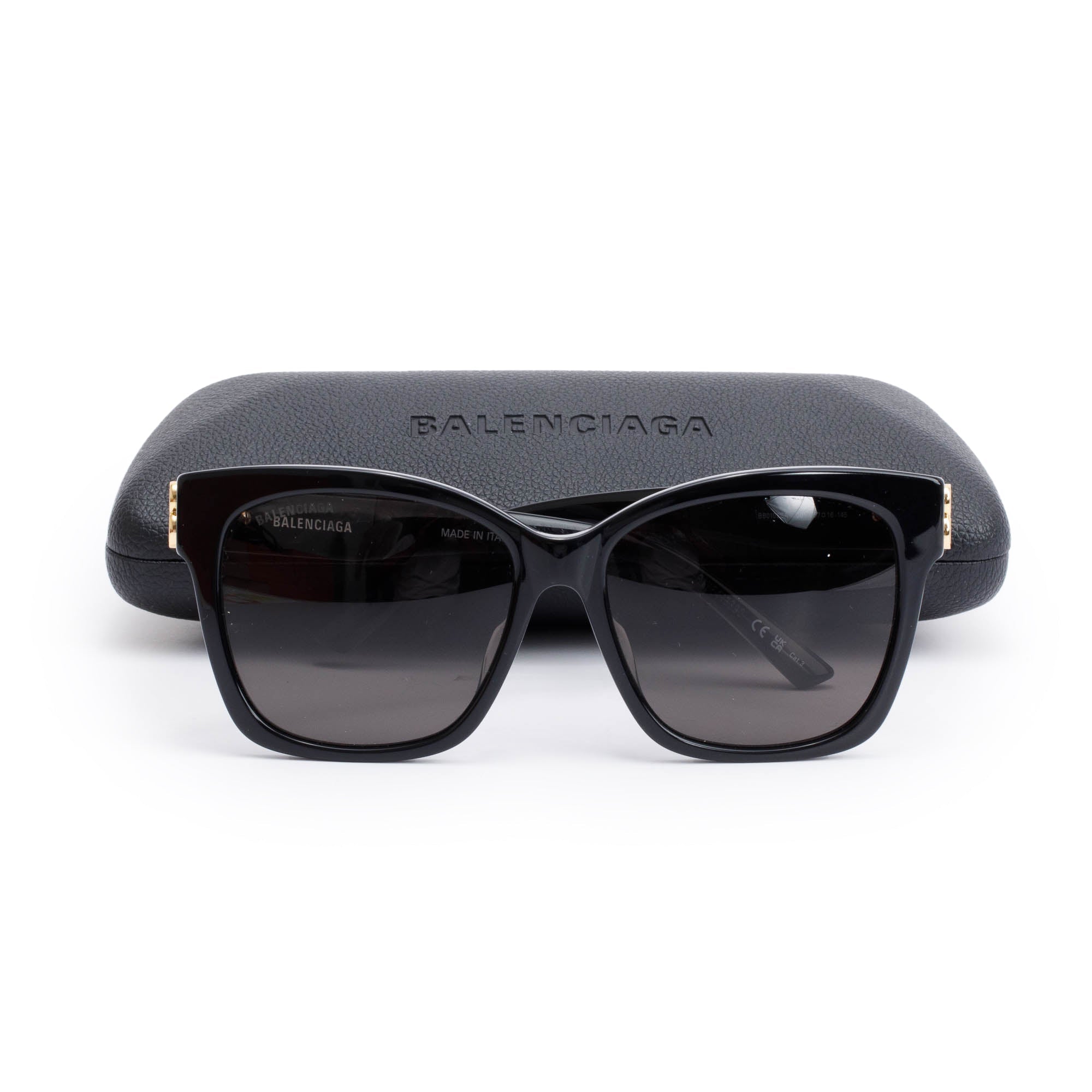 Balenciaga BB0102SA Black Acetate Square Sunglasses w/ Case