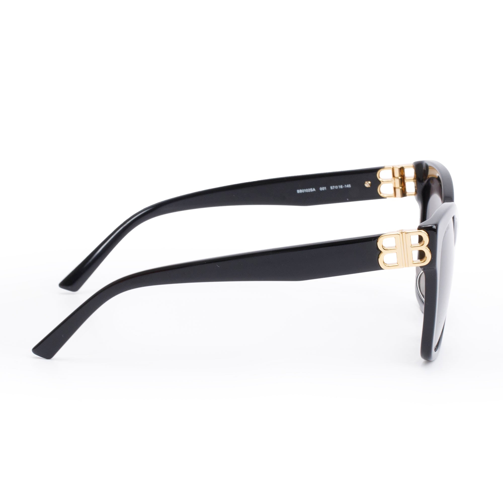 Balenciaga BB0102SA Black Acetate Square Sunglasses w/ Case
