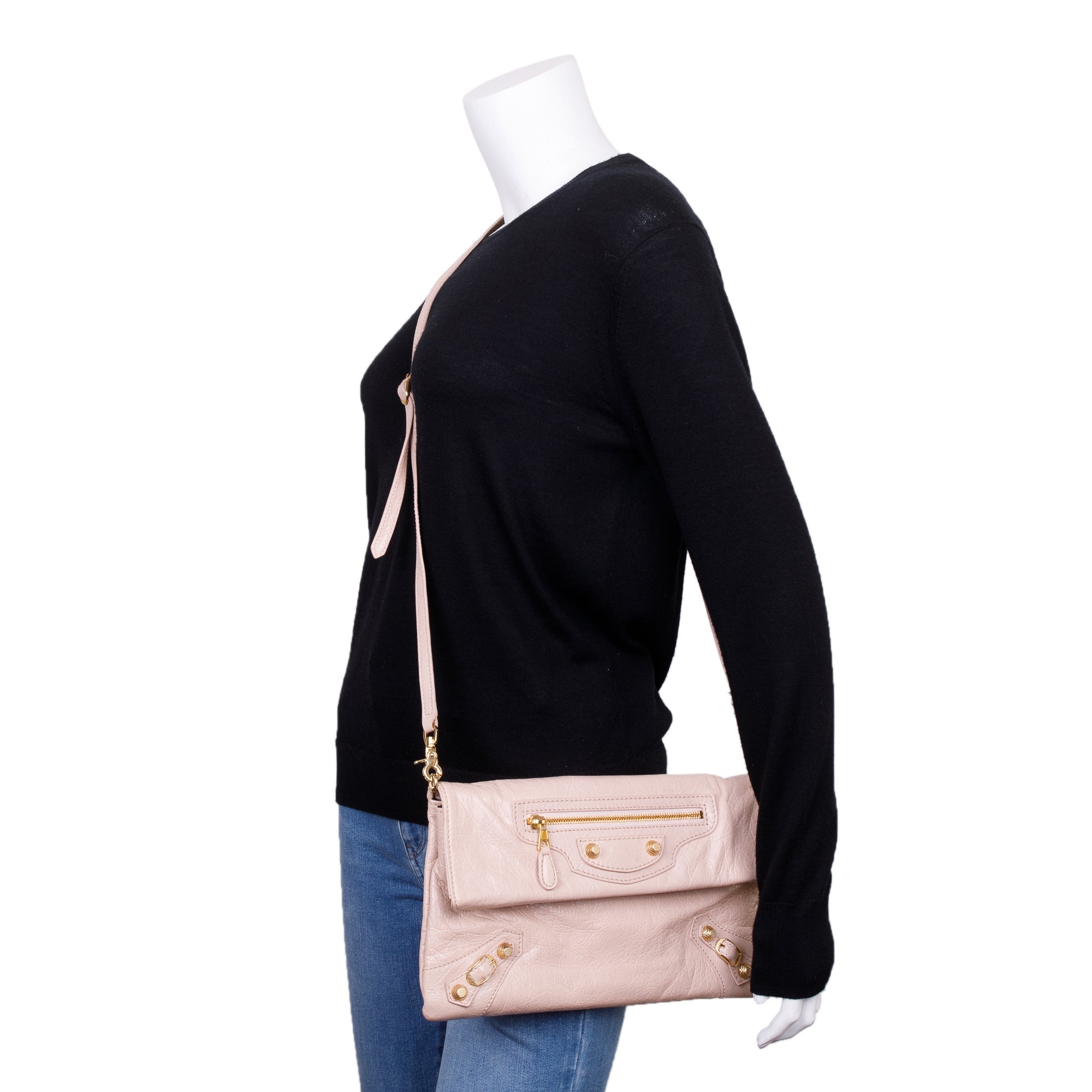 Balenciaga Beige Agneau Leather Giant 12 Envelope Strap Clutch