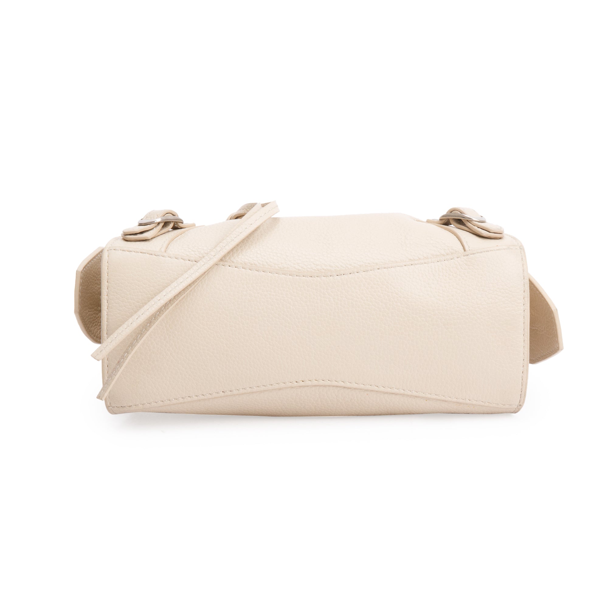 Balenciaga Beige Calfskin Leather Mini Neo Classic Top Handle Bag w/ Strap