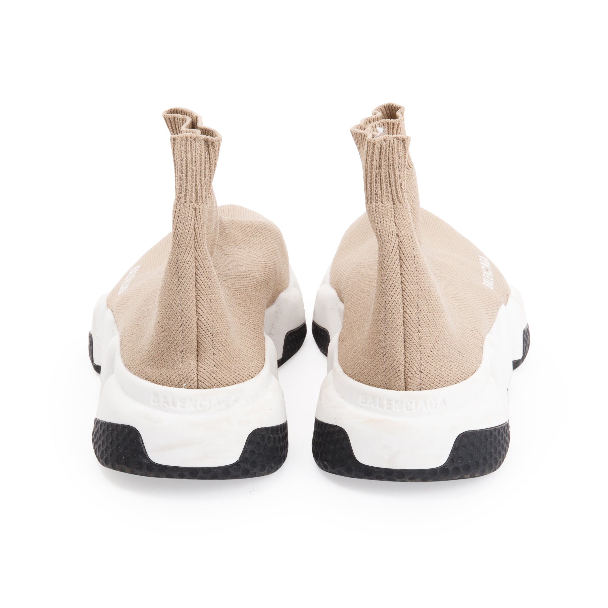 Balenciaga Beige Knit Speed Trainer Sock Sneaker, Size 36 w/ Box