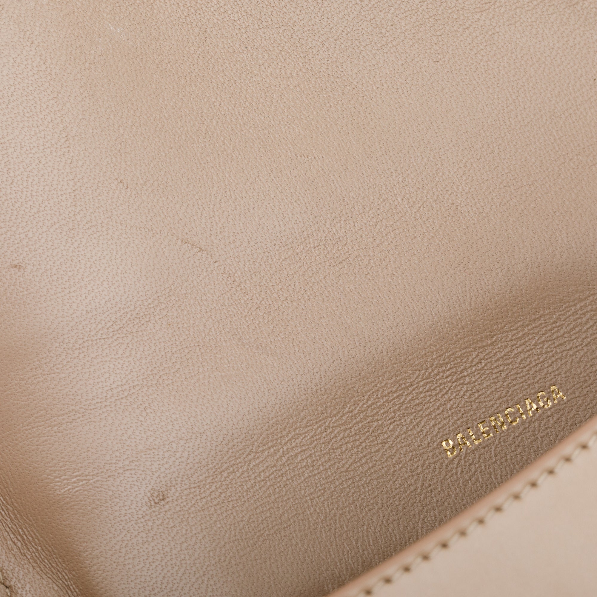 Balenciaga Beige Leather Small Hourglass Top Handle Bag w/ Strap