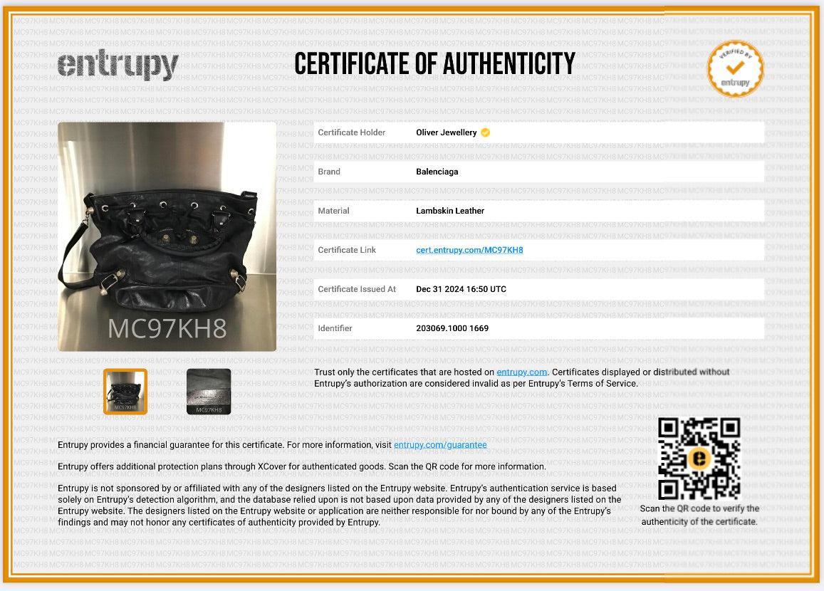 Balenciaga Black Agneau Leather Motocross Giant 12 Large Pom Pom Bag w/ Strap