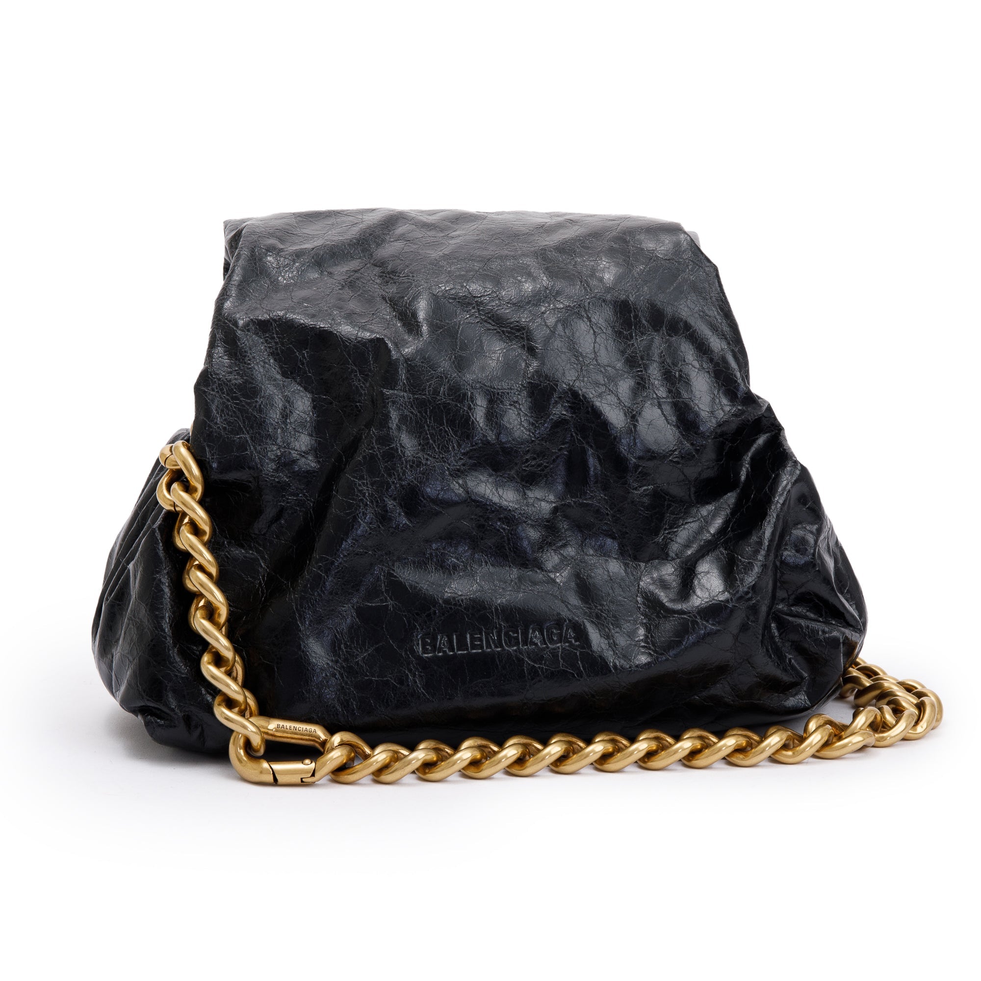 Balenciaga Black Arena Calf Leather Small Puffer Shoulder Bag