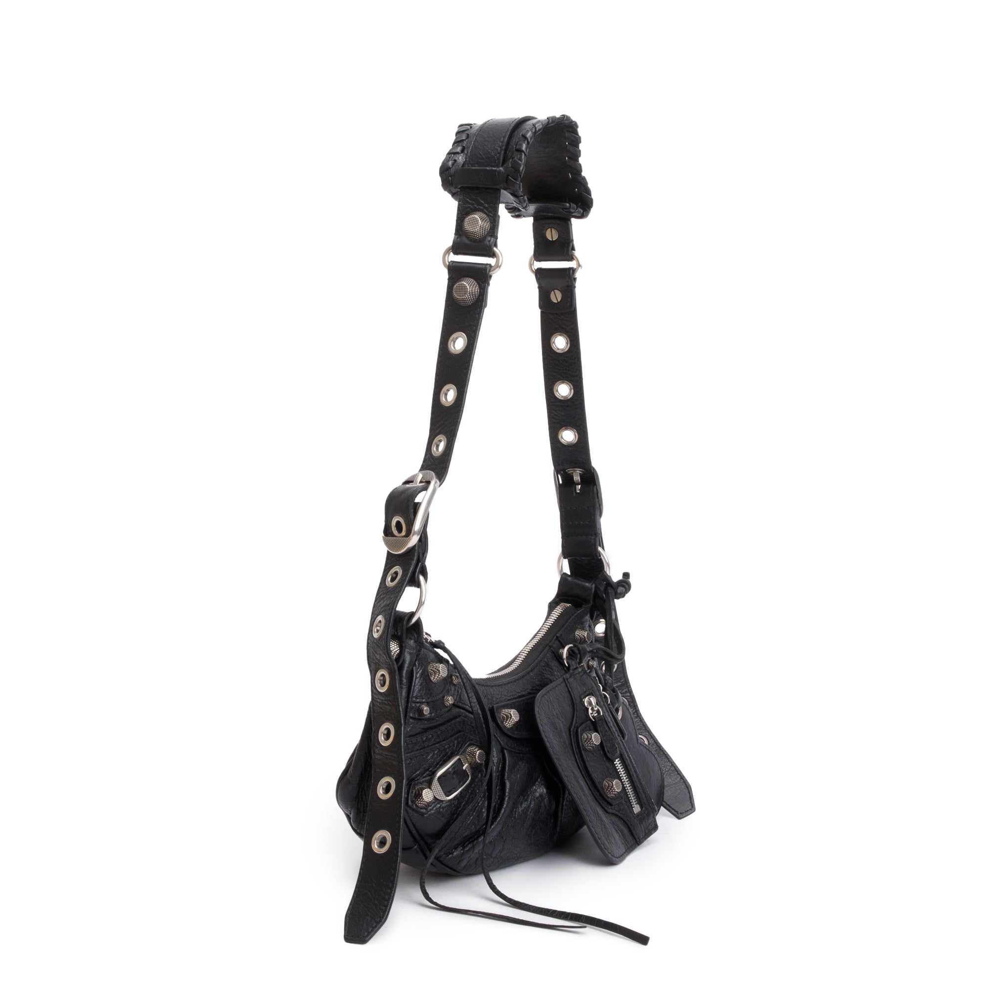 Balenciaga Black Arena Calfskin Leather Le Cagole XS Shoulder Bag w/ Receipt