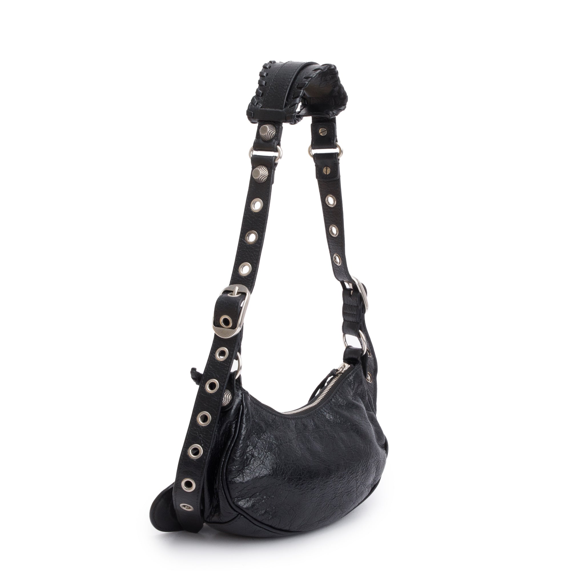 Balenciaga Black Arena Calfskin Leather Le Cagole XS Shoulder Bag w/ Receipt