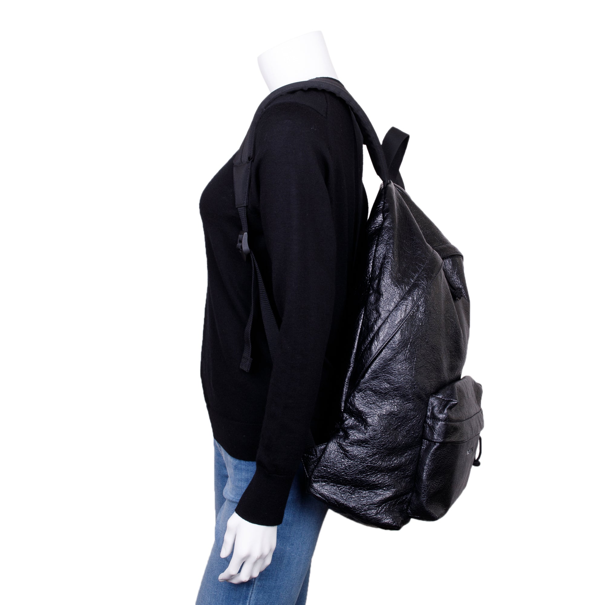 Balenciaga Black Arena Lambskin Leather Explorer Backpack