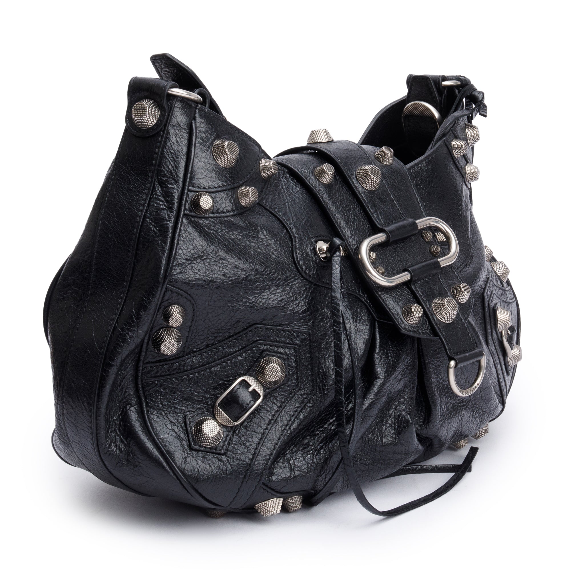 Balenciaga Black Arena Leather Le Cagole Medium Shoulder Bag