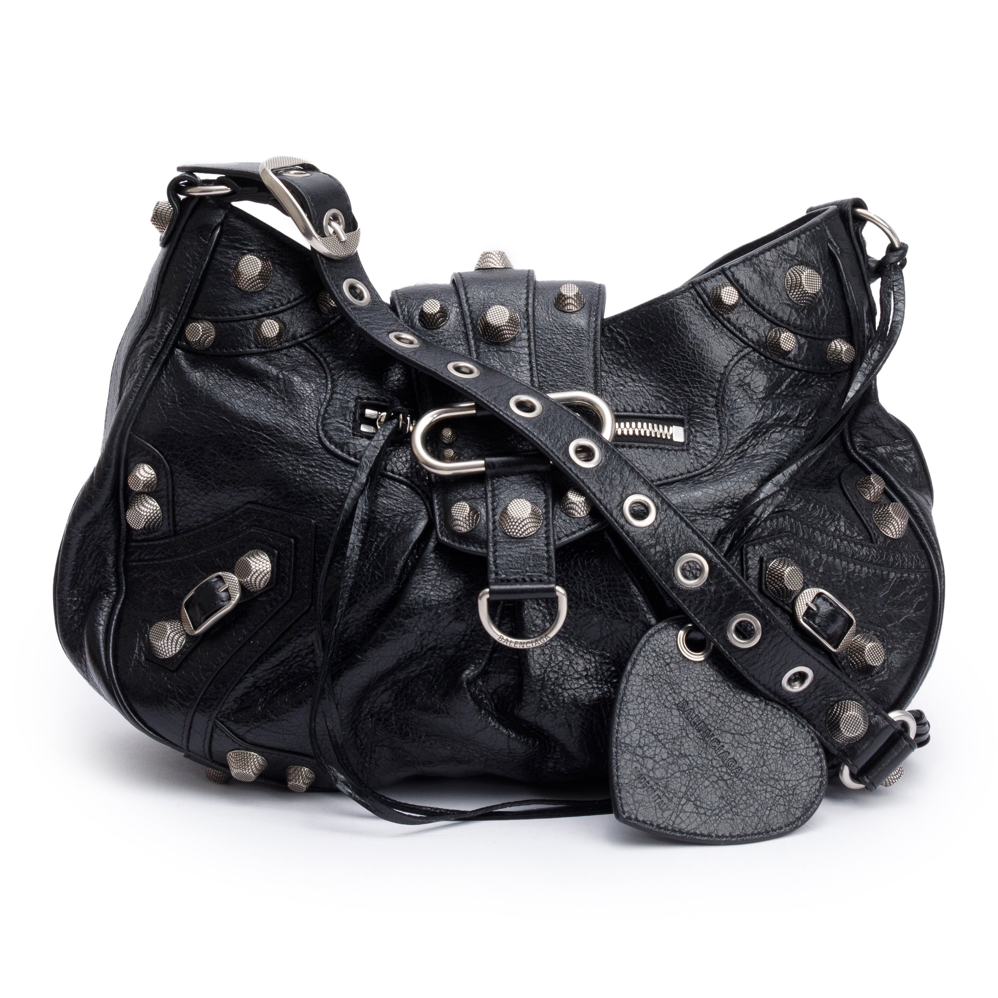 Balenciaga Black Arena Leather Le Cagole Medium Shoulder Bag