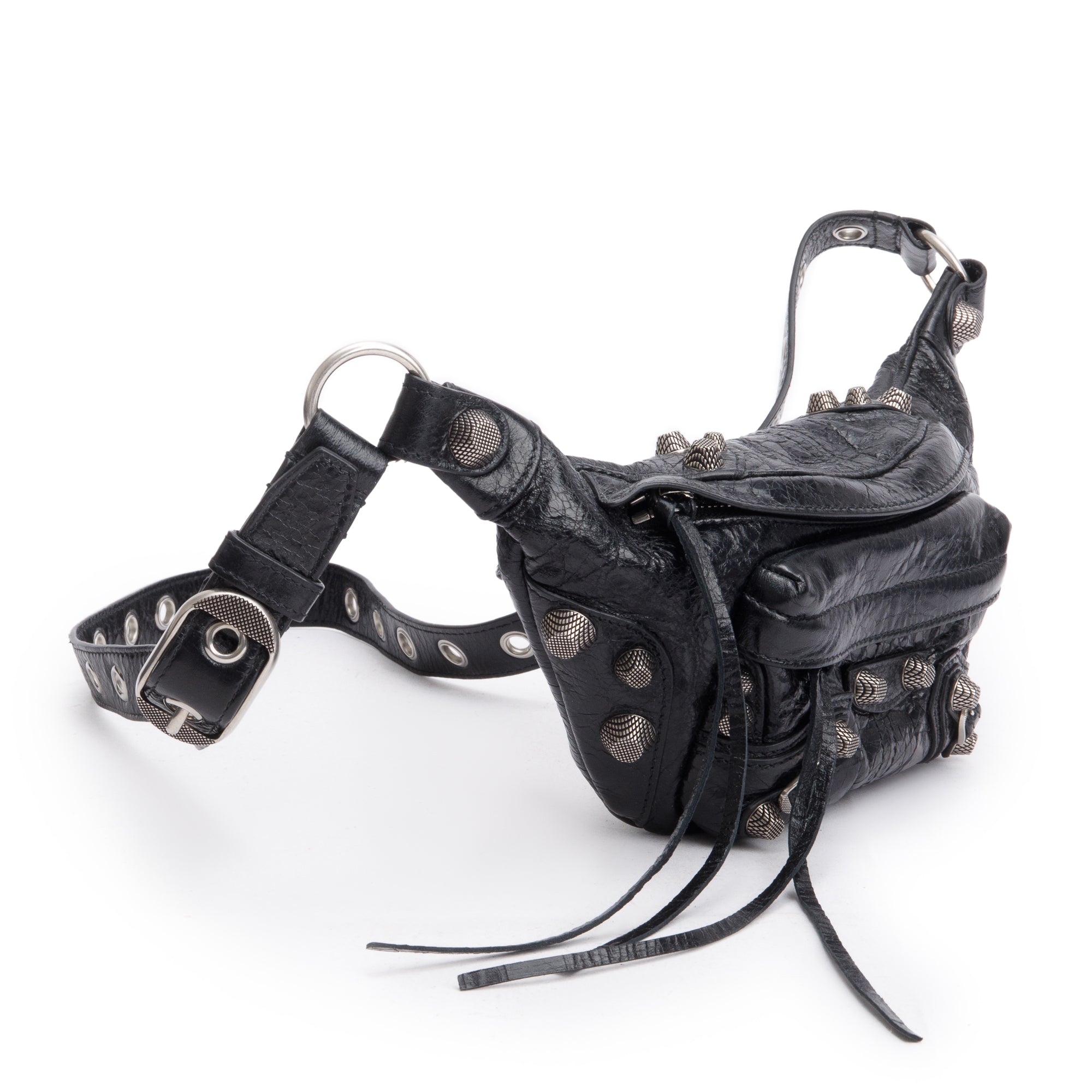 Balenciaga Black Arena Leather Le Cagole Small Belt Bag