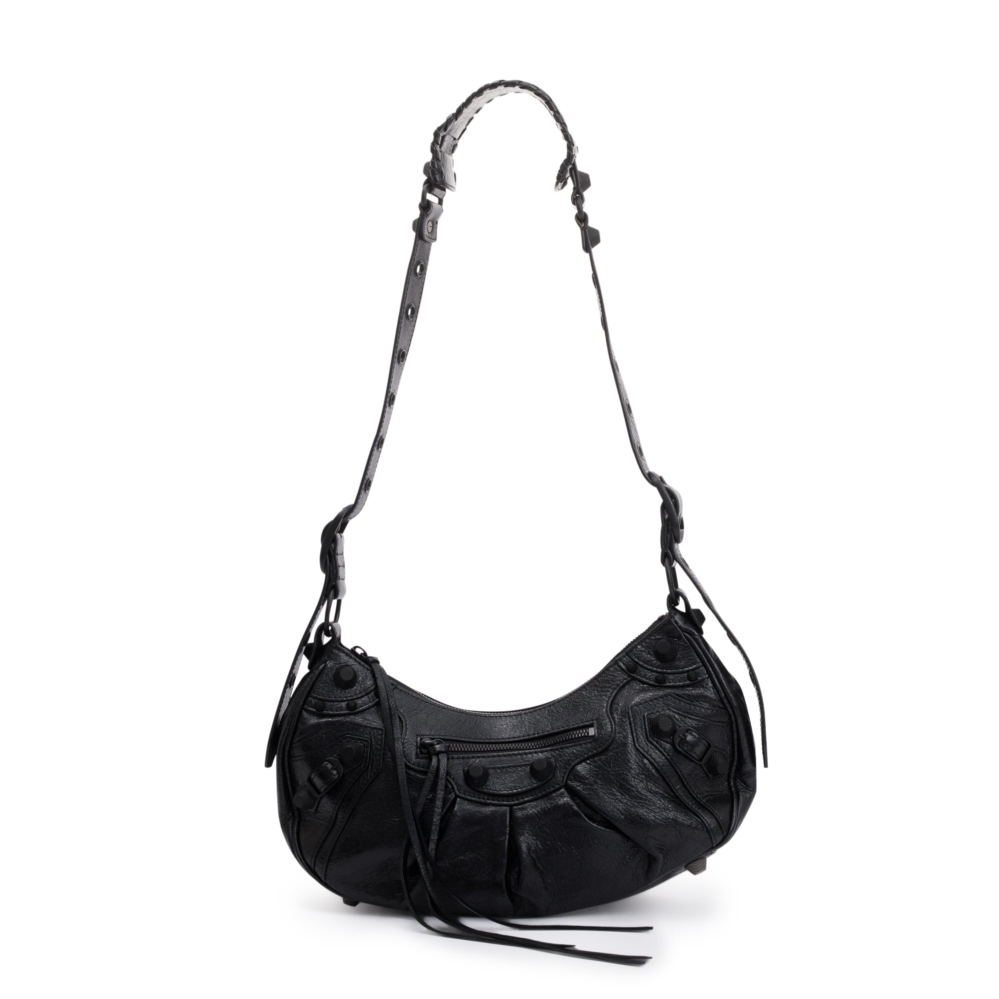 Balenciaga Black Arena Leather Le Cagole Small Shoulder Bag W/O Pouch