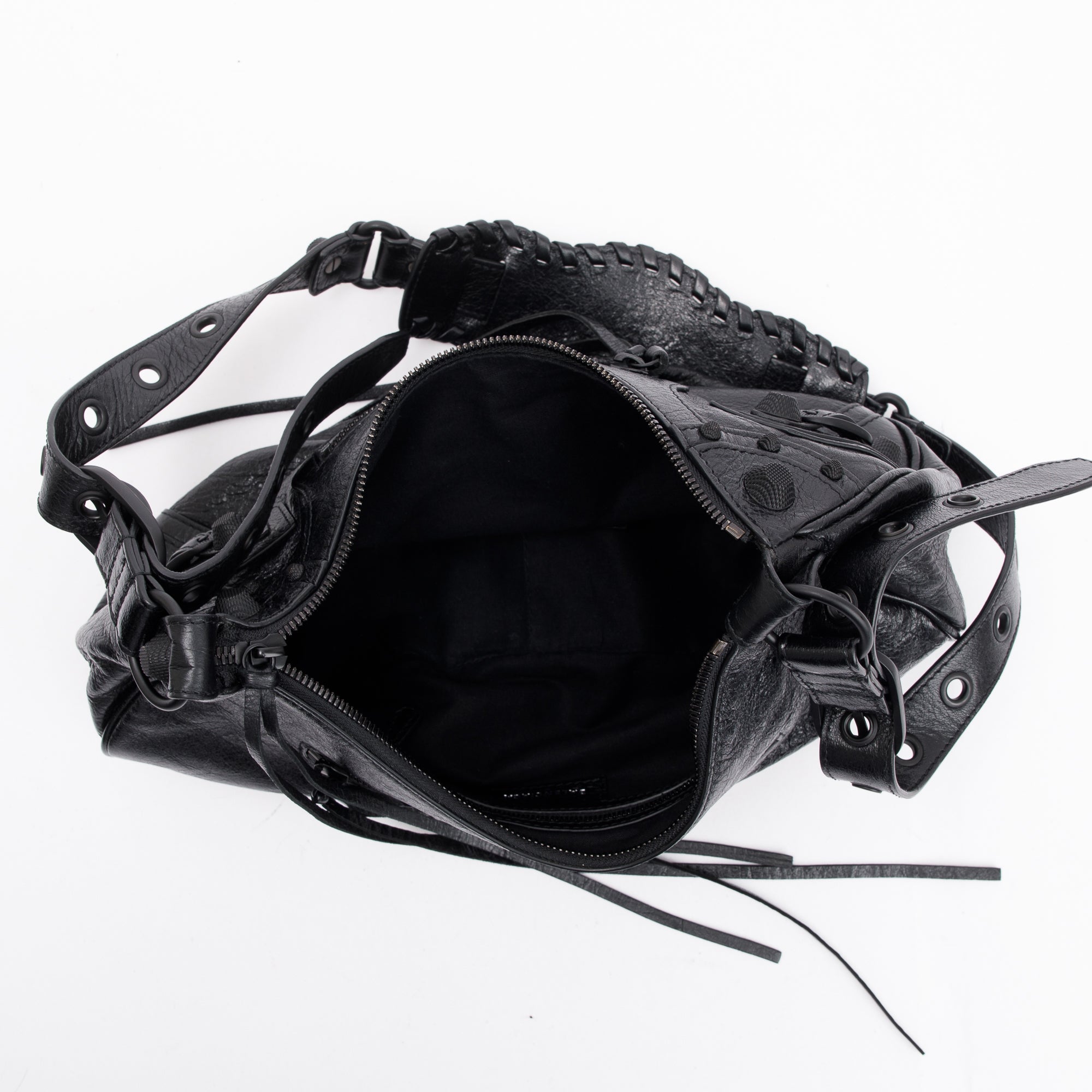 Balenciaga Black Arena Leather Le Cagole Small Shoulder Bag W/O Pouch