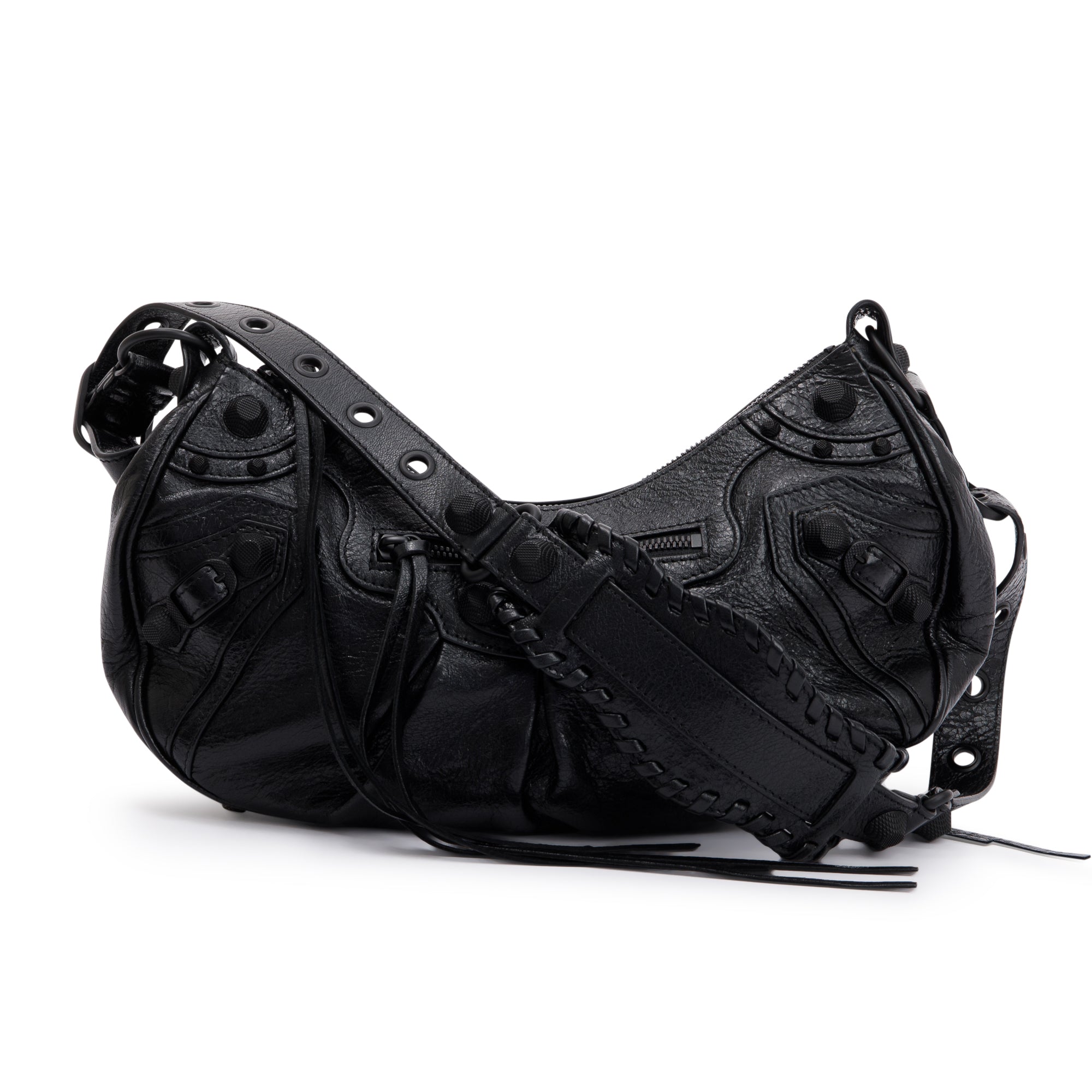 Balenciaga Black Arena Leather Le Cagole Small Shoulder Bag W/O Pouch