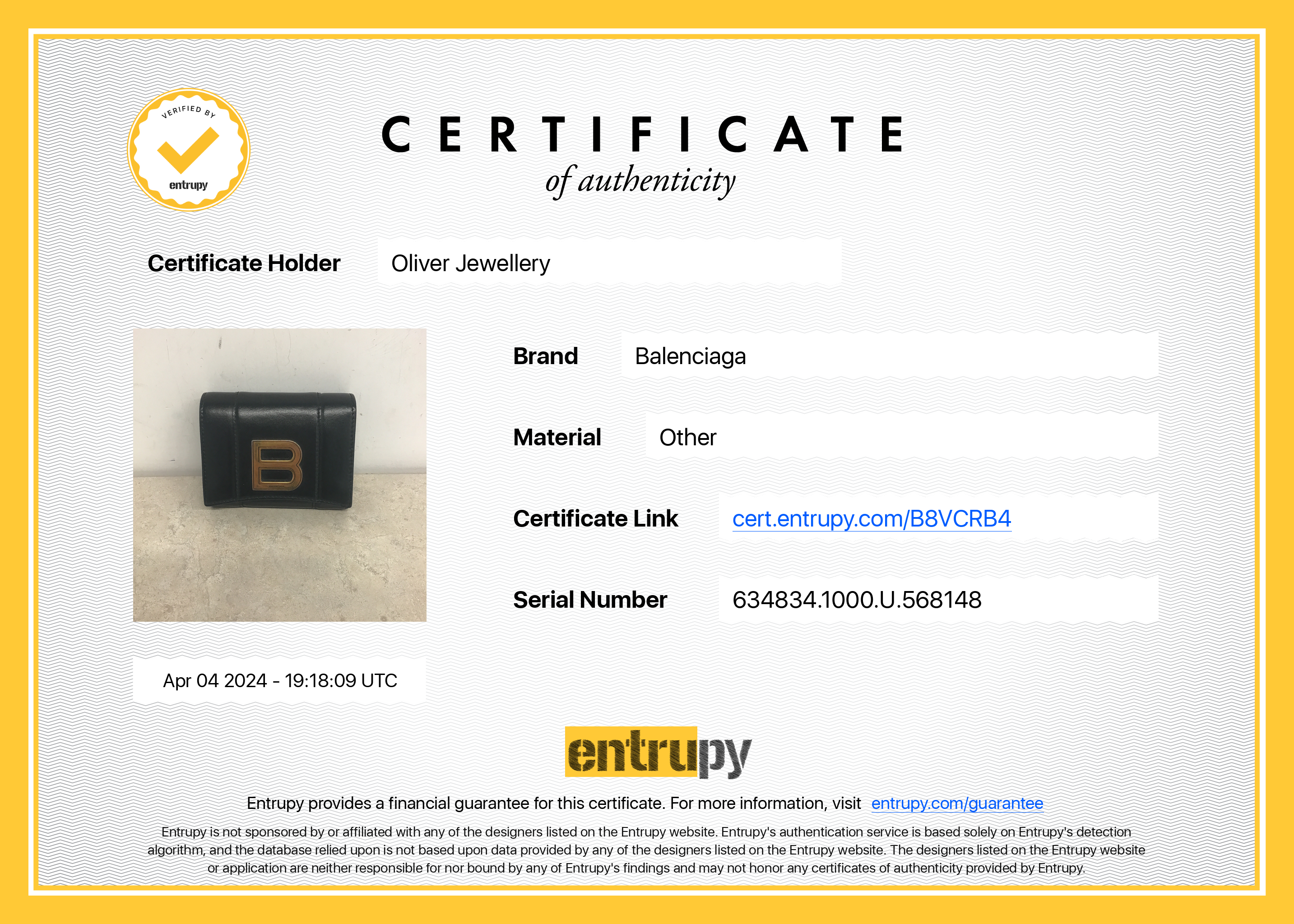 Balenciaga Black Box Calfskin Leather Hourglass Mini Wallet w/ Box