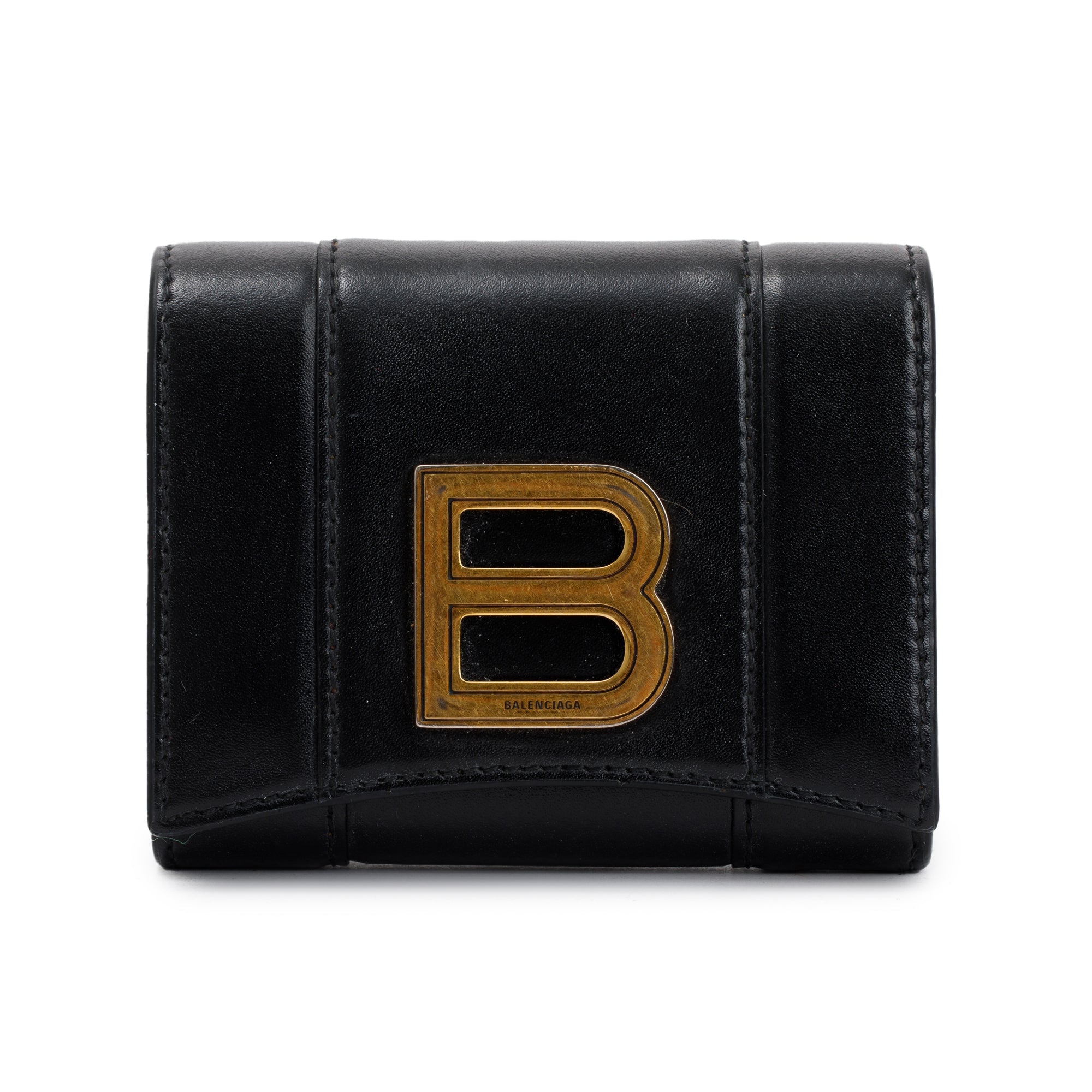 Balenciaga Black Box Calfskin Leather Hourglass Mini Wallet w/ Box