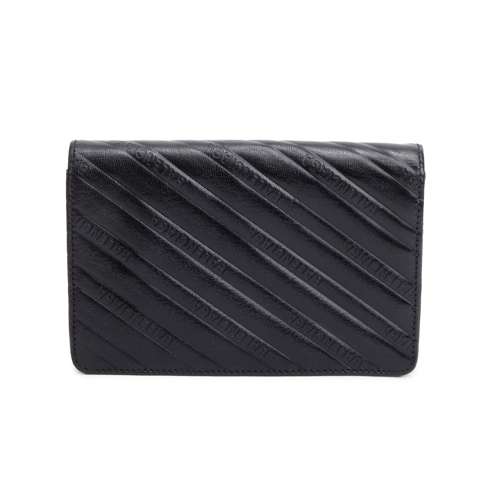 Balenciaga Black Calfskin Leather BB Wallet on Chain
