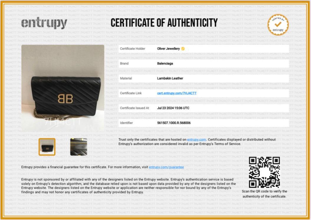 Balenciaga Black Calfskin Leather BB Wallet on Chain