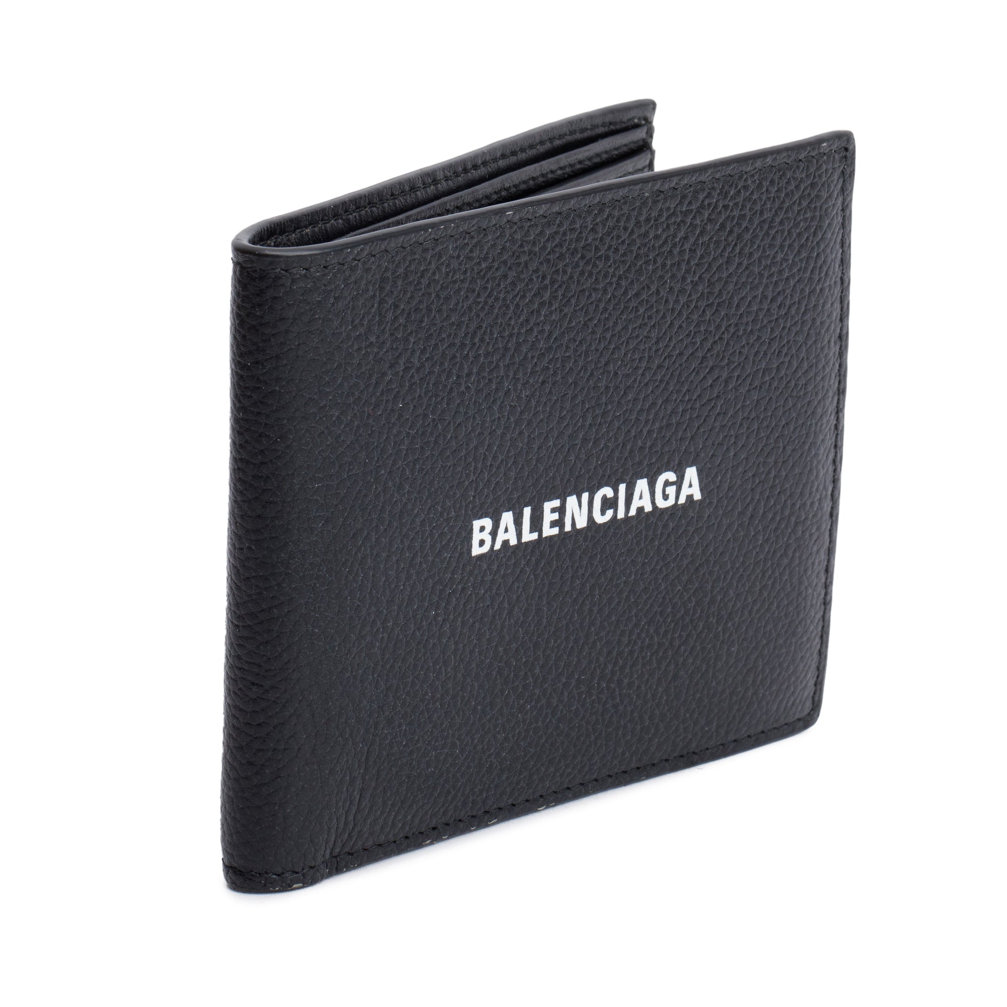 Balenciaga Black Calfskin Leather Cash Square Bifold Wallet