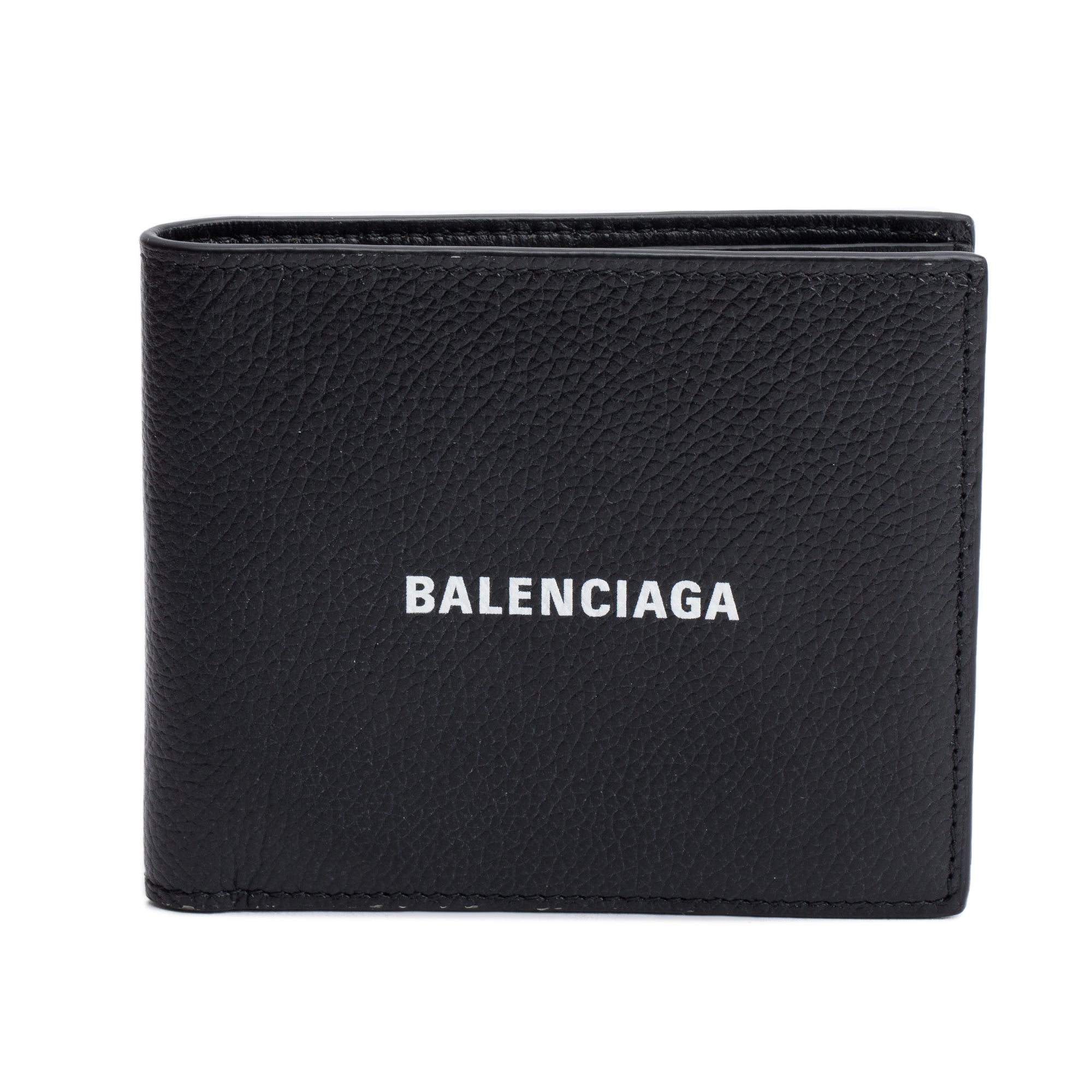 Balenciaga Black Calfskin Leather Cash Square Bifold Wallet