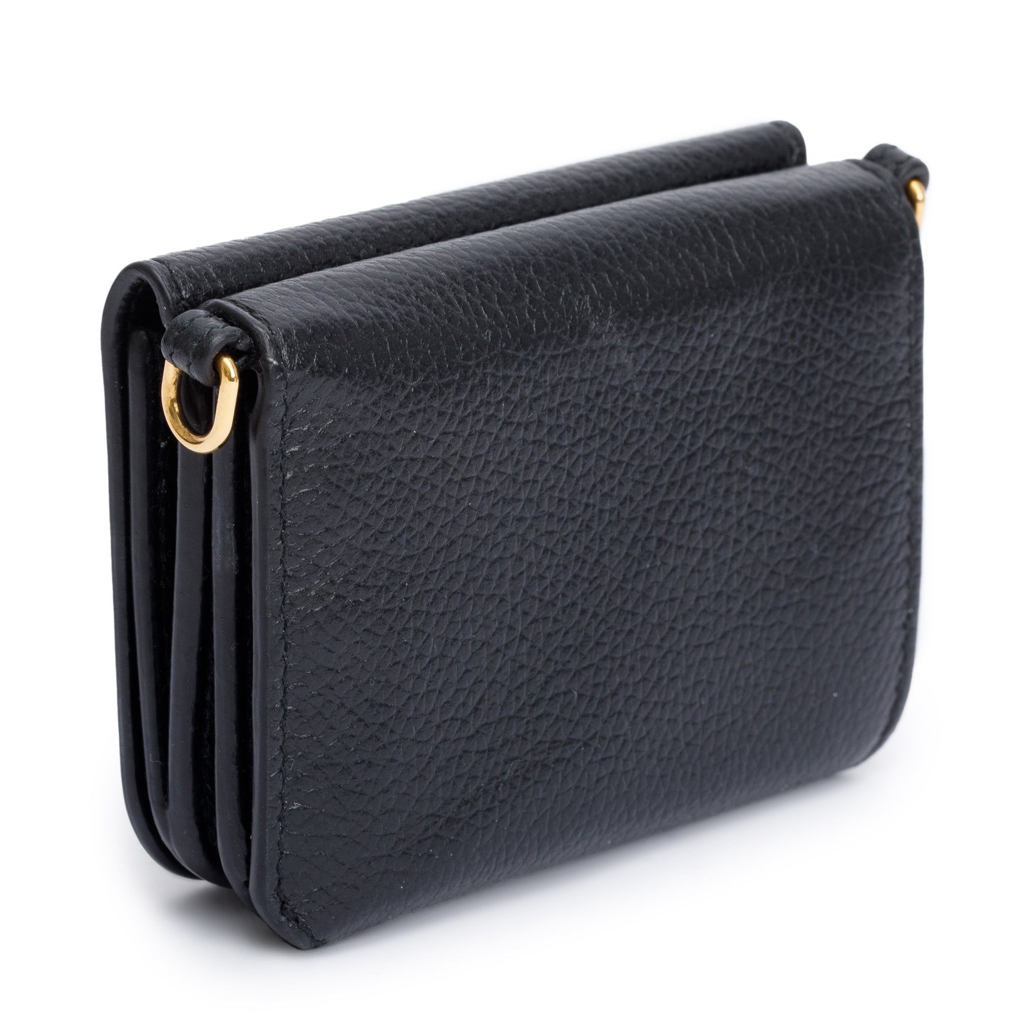 Balenciaga Black Calfskin Leather Logo Mini Cash Mini Wallet On Chain