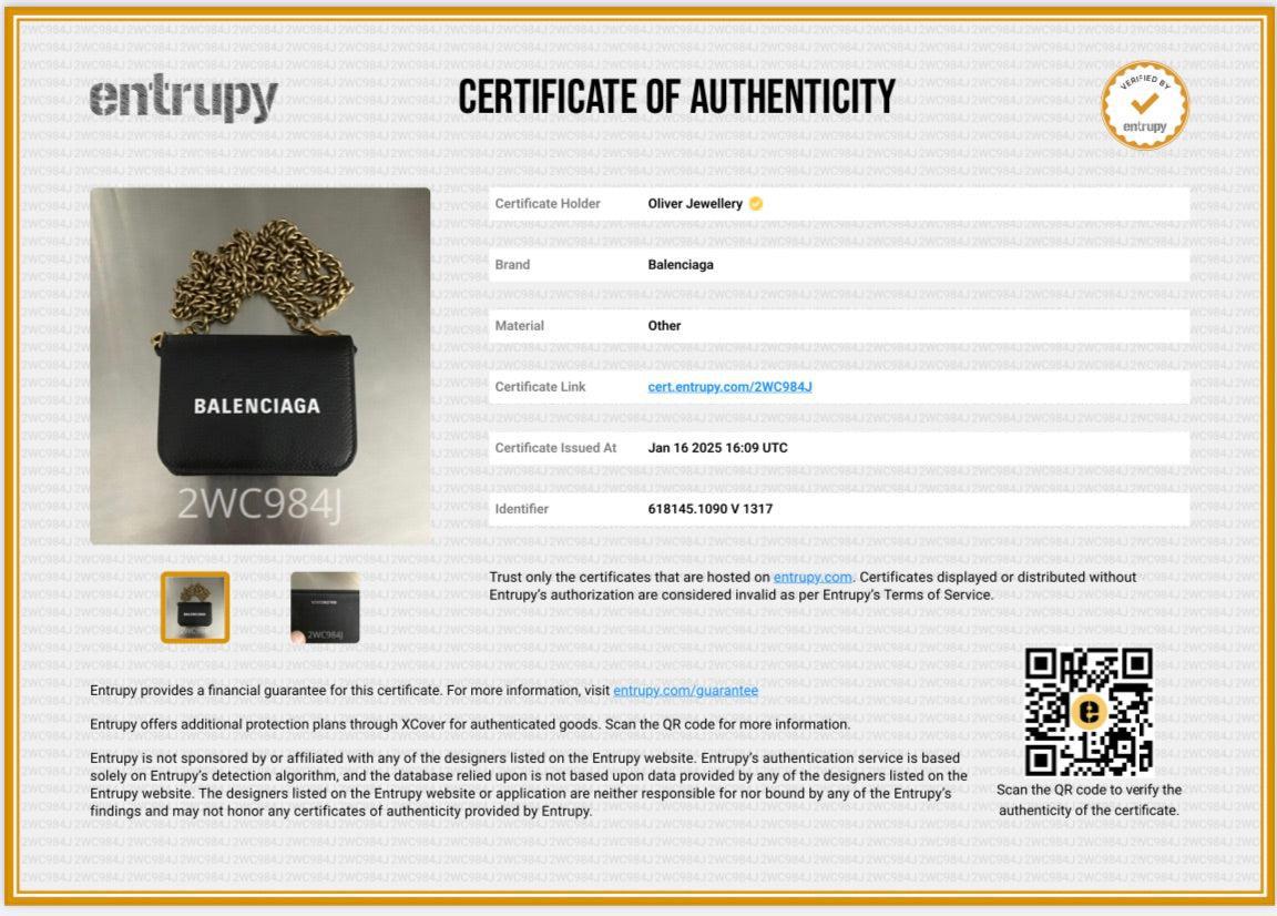 Balenciaga Black Calfskin Leather Logo Mini Cash Mini Wallet On Chain