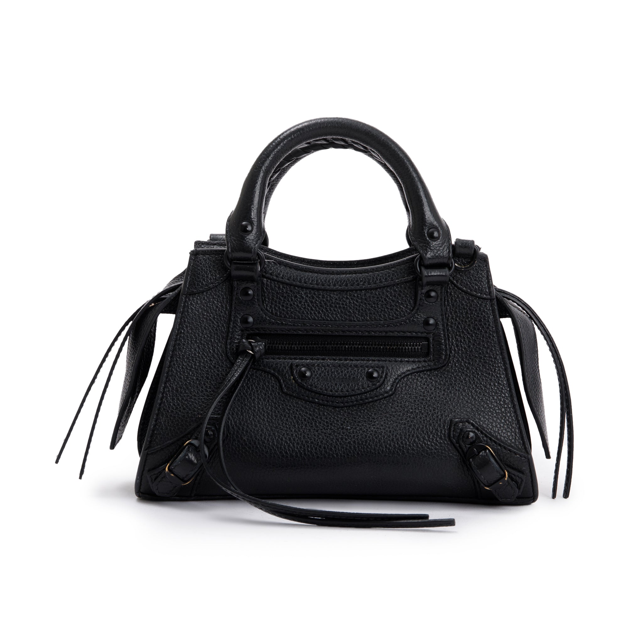 Balenciaga Black Calfskin Leather MIni Neo Classic Top Handle Bag w/ Strap