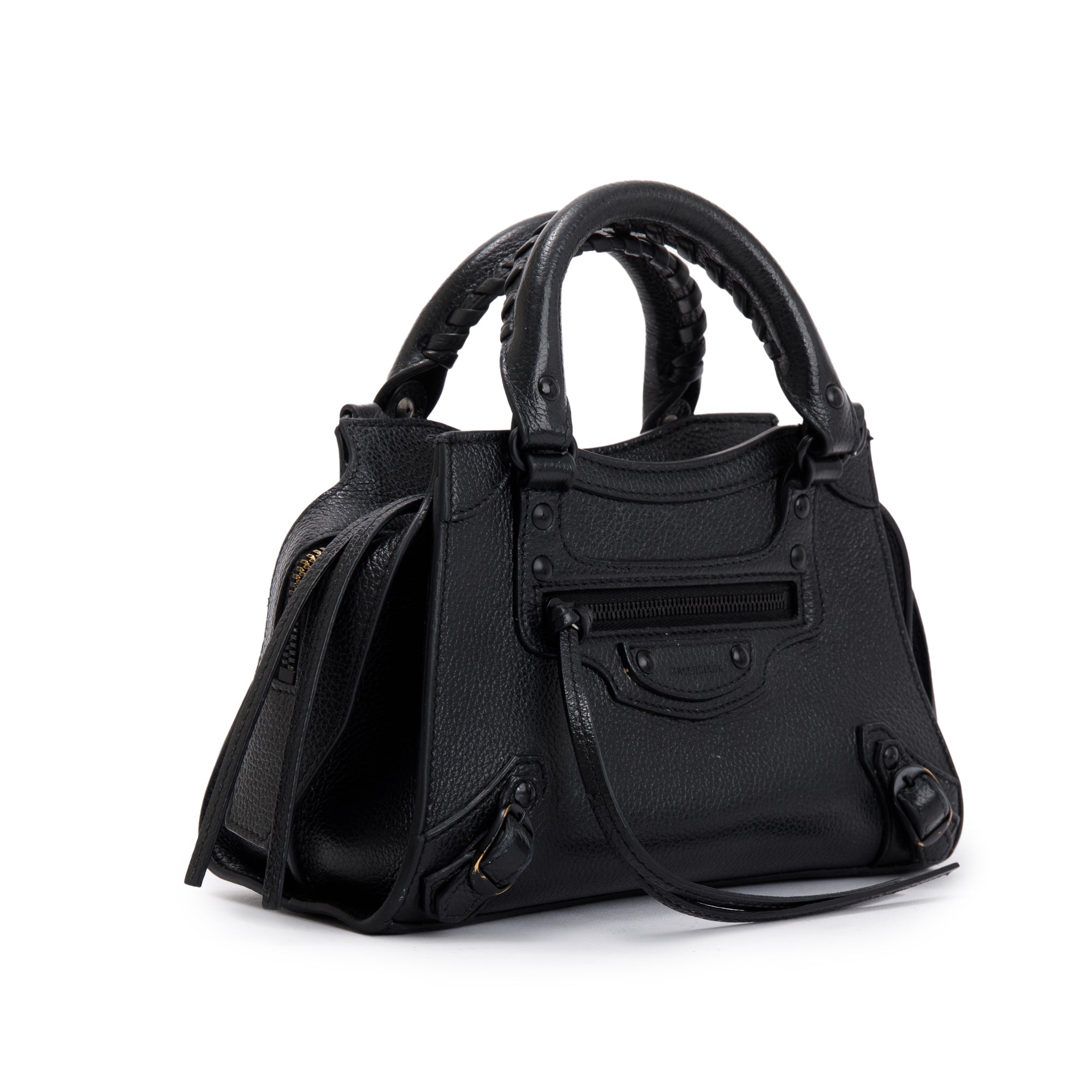 Balenciaga Black Calfskin Leather MIni Neo Classic Top Handle Bag w/ Strap