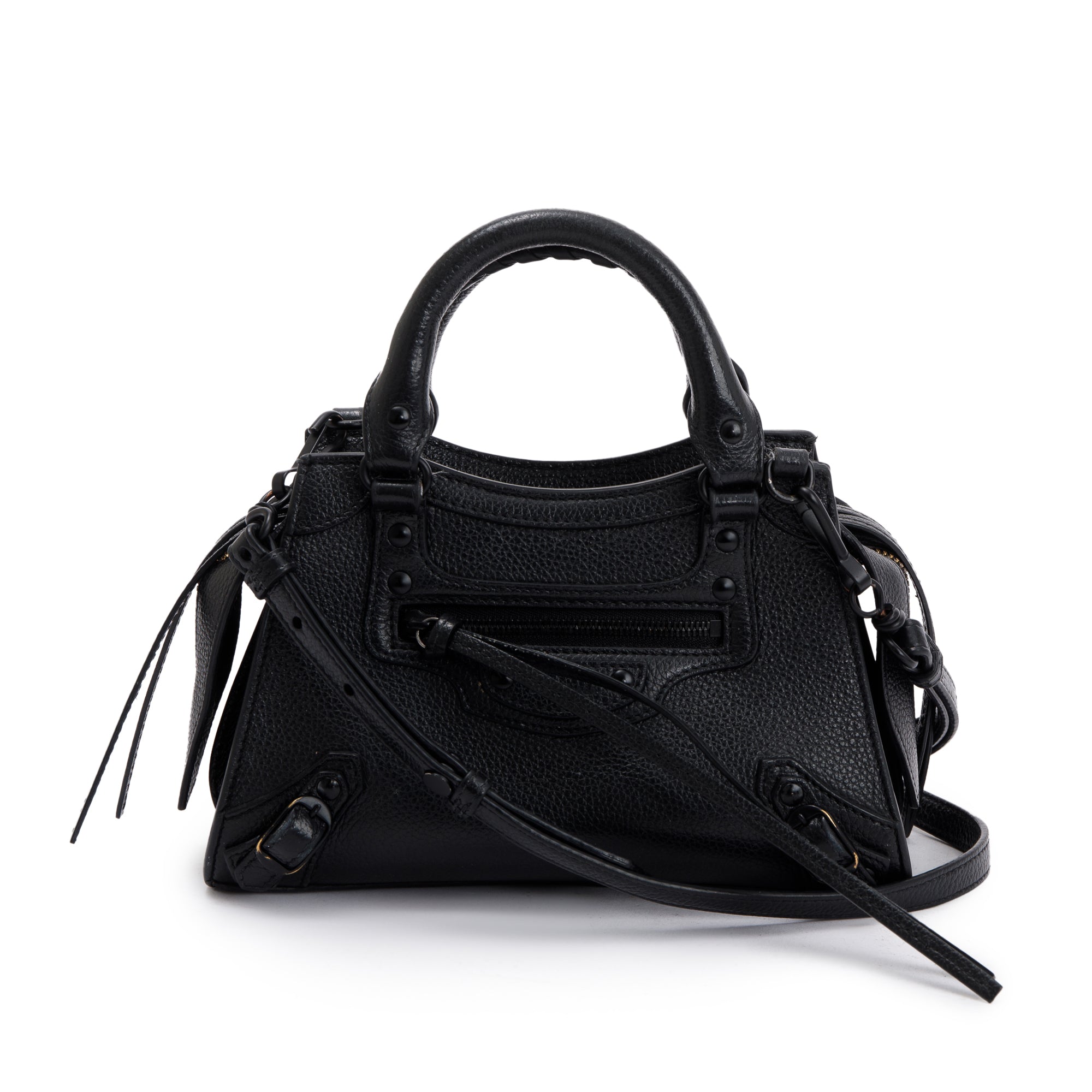 Balenciaga Black Calfskin Leather MIni Neo Classic Top Handle Bag w/ Strap