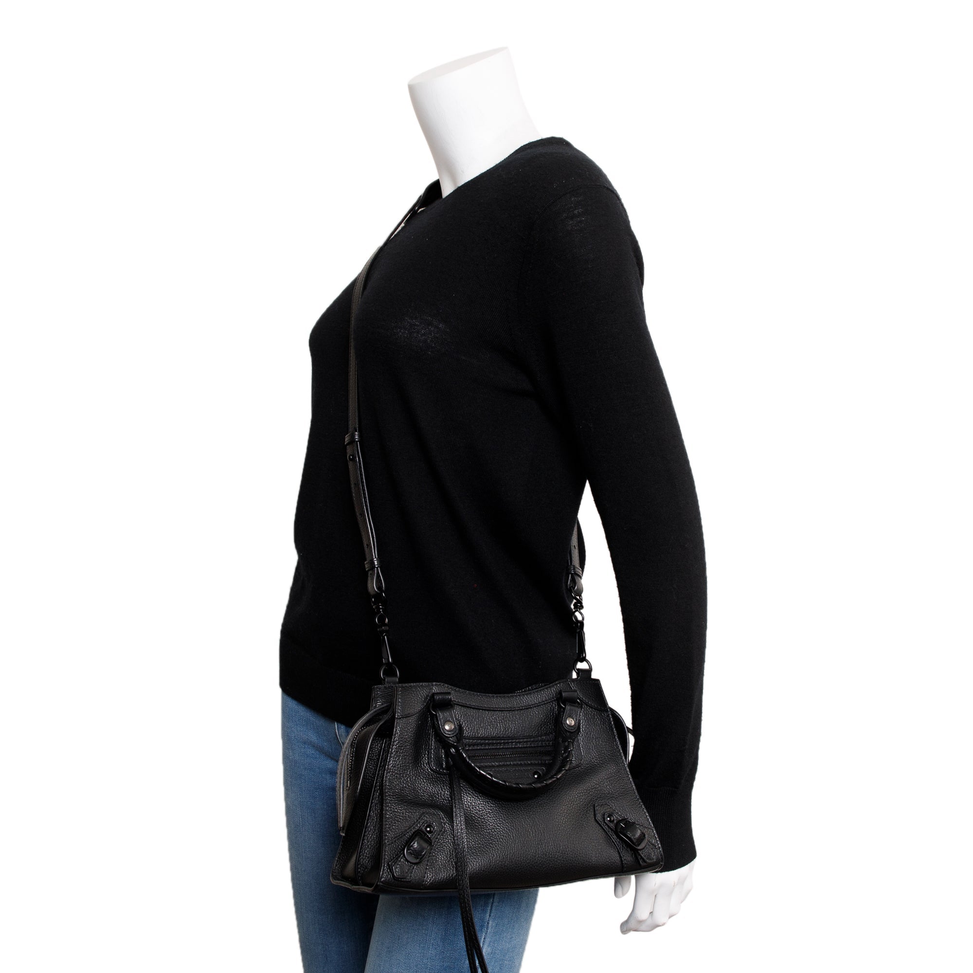 Balenciaga Black Calfskin Leather Neo Classic XS City Bag w/ Strap