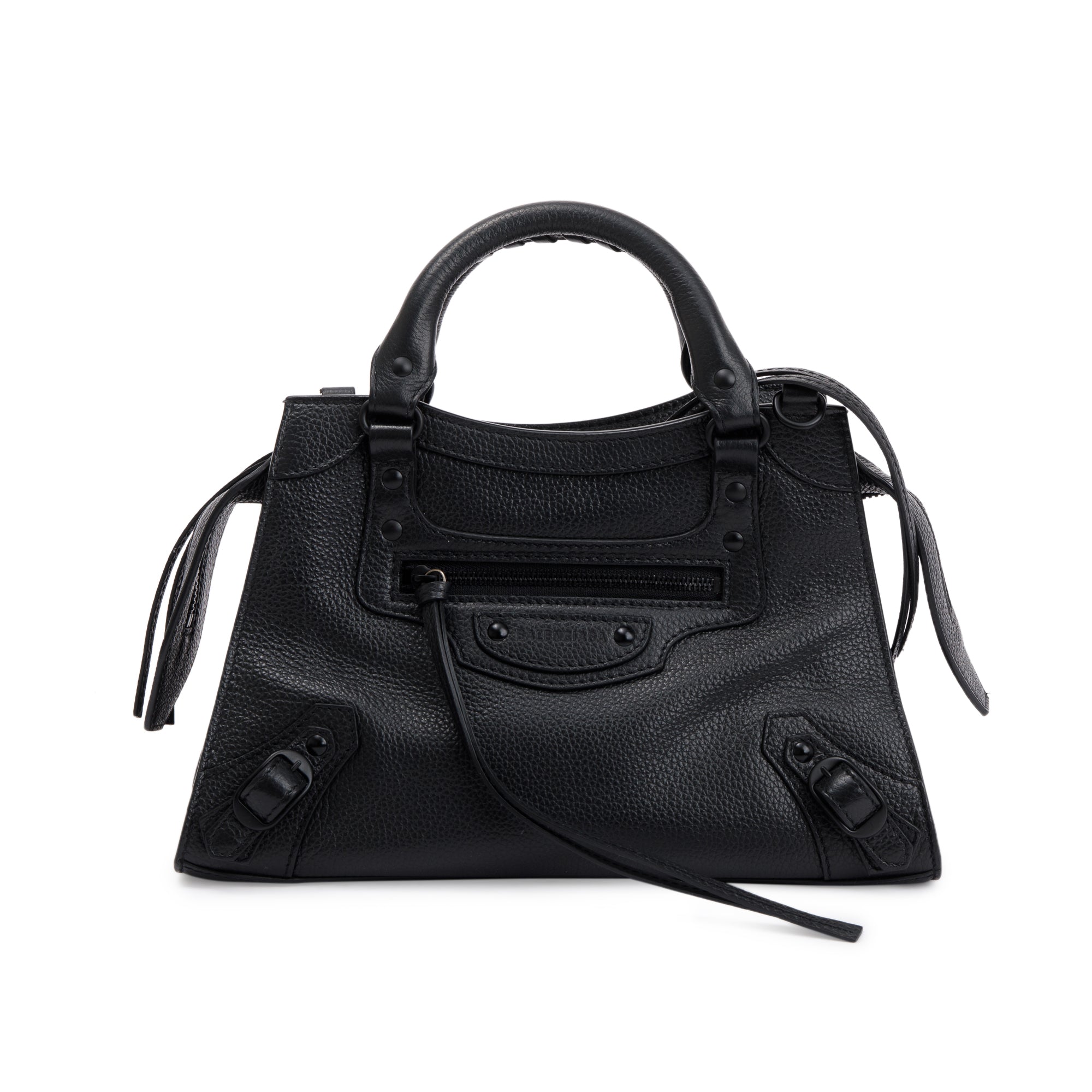 Balenciaga Black Calfskin Leather Neo Classic XS City Bag w/ Strap