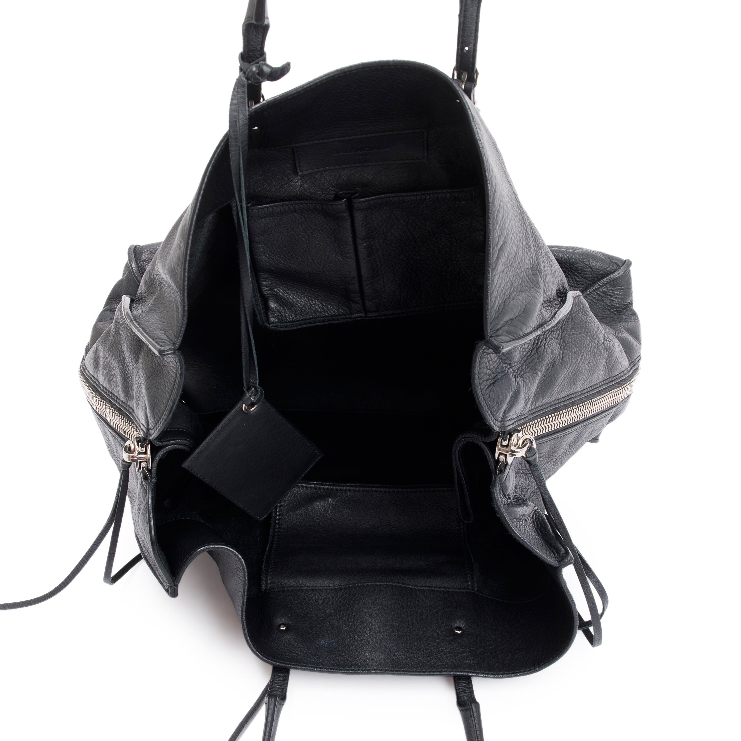 Balenciaga Black Calfskin Leather Papier A4 Zip-Around Tote