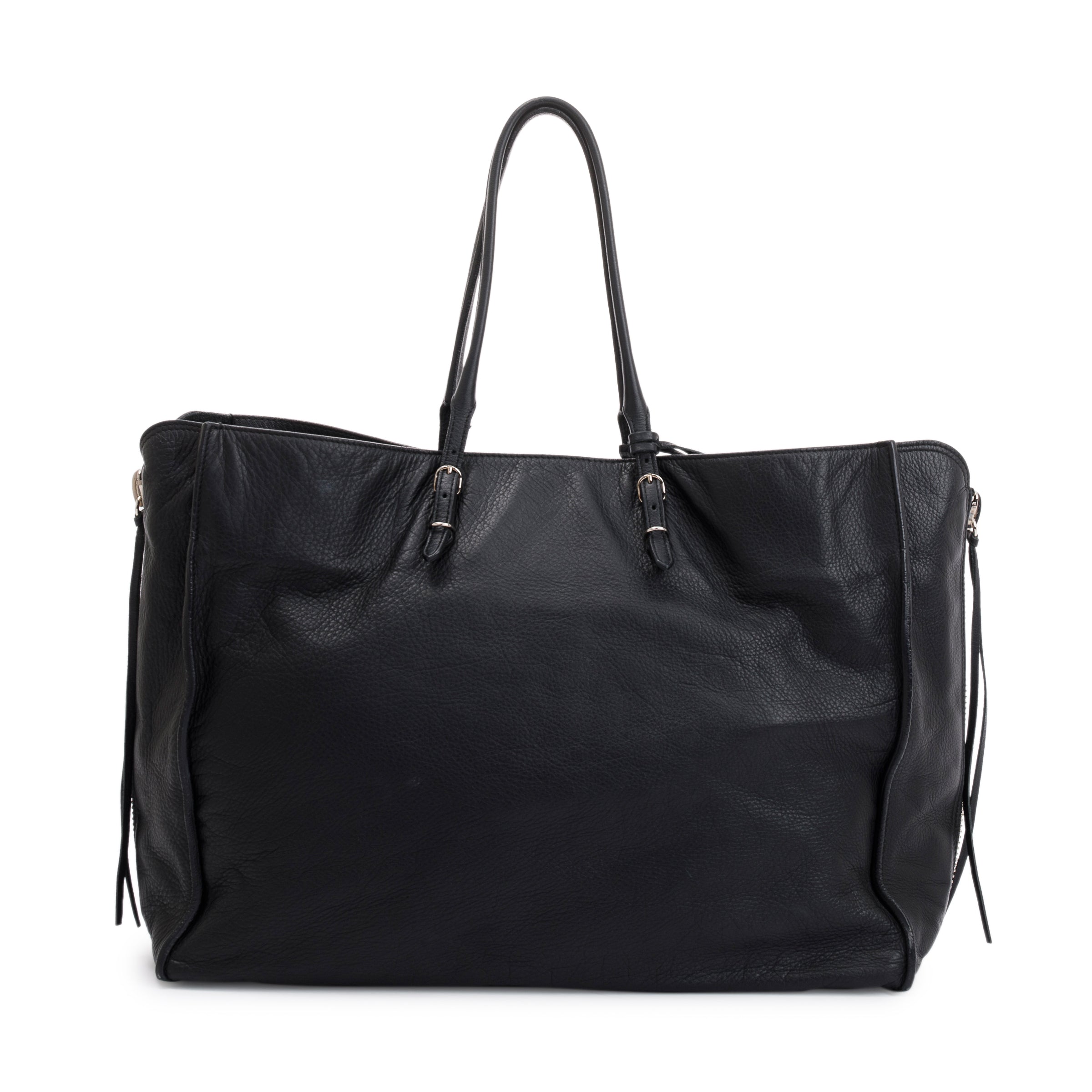 Balenciaga Black Calfskin Leather Papier A4 Zip-Around Tote
