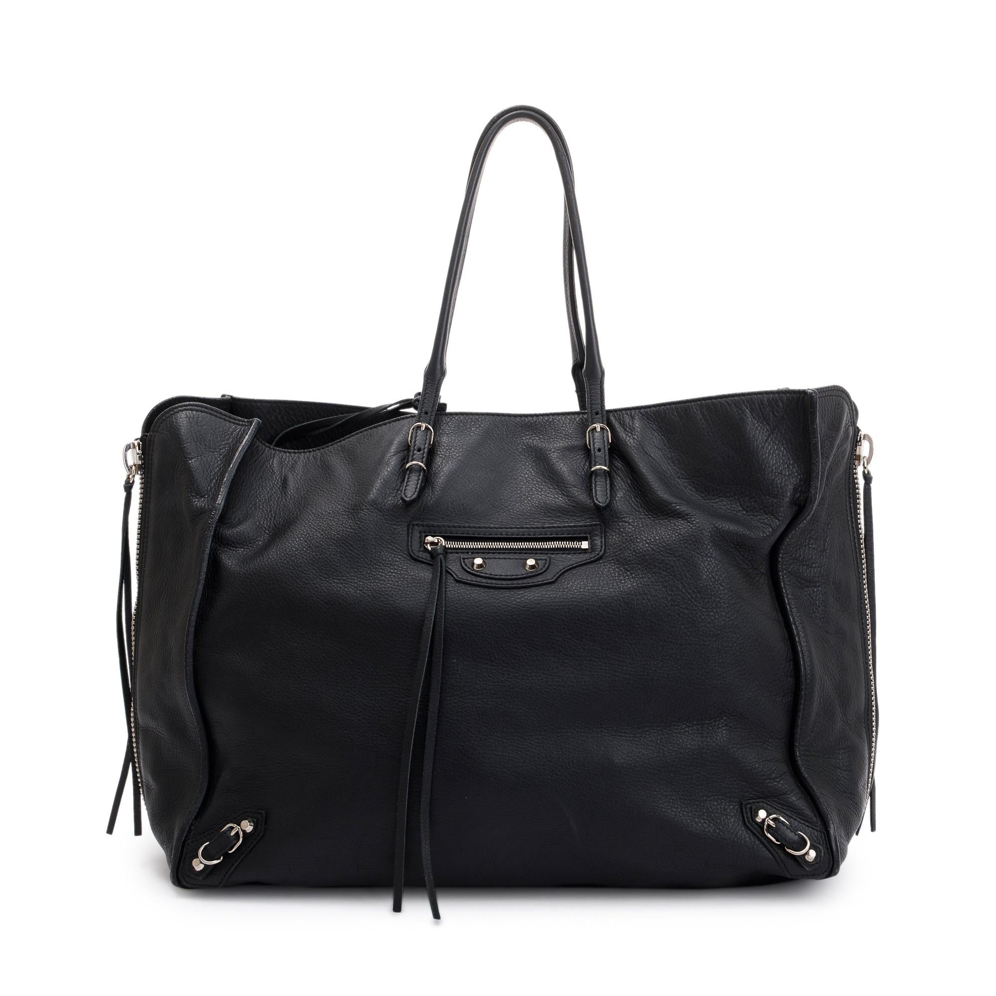 Balenciaga Black Calfskin Leather Papier A4 Zip-Around Tote