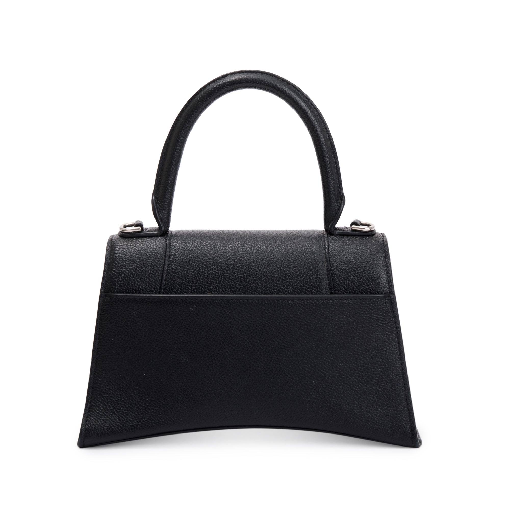 Balenciaga Black Calfskin Leather Small Hourglass Top Handle Bag w/ Strap