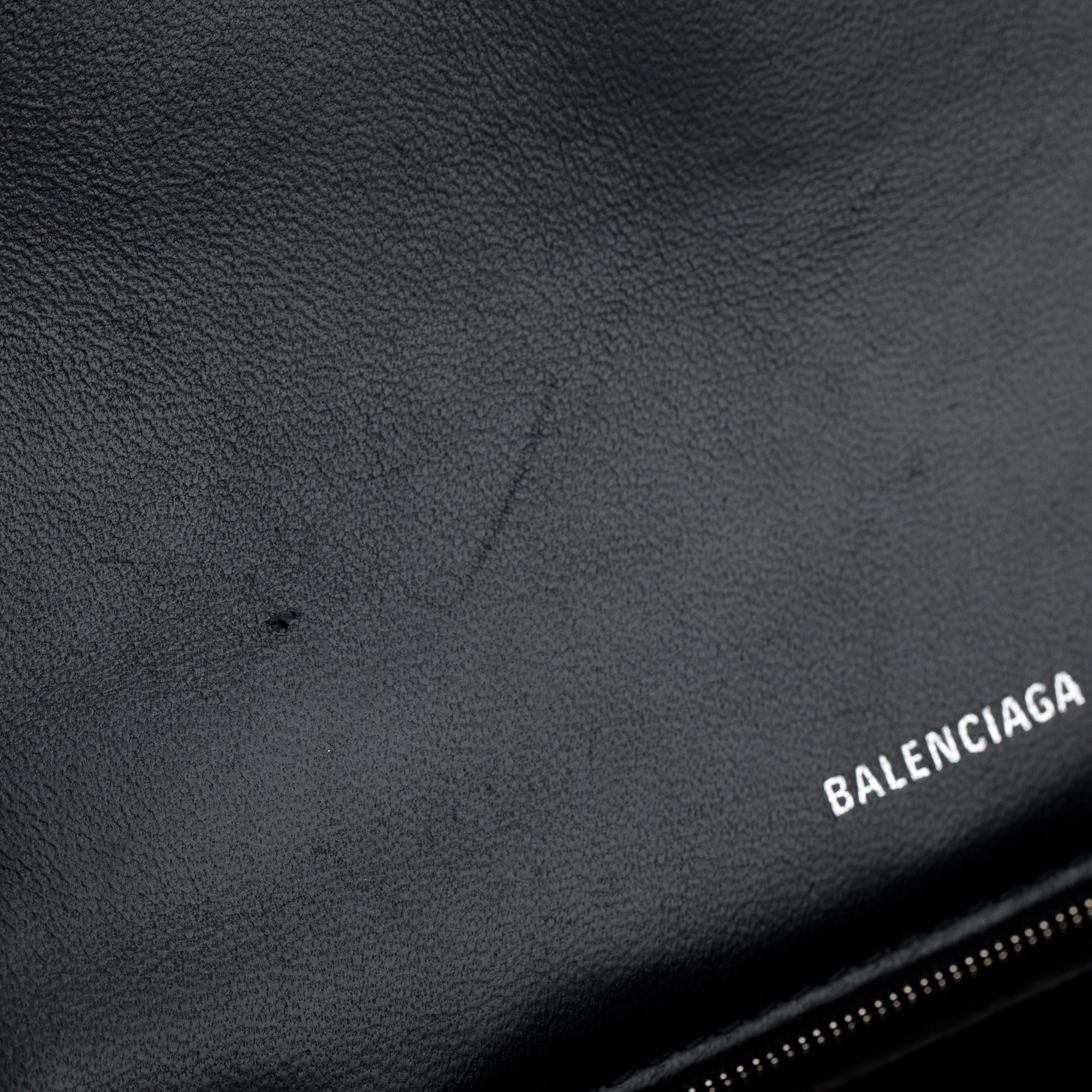 Balenciaga Black Calfskin Leather Small Hourglass Top Handle Bag w/ Strap