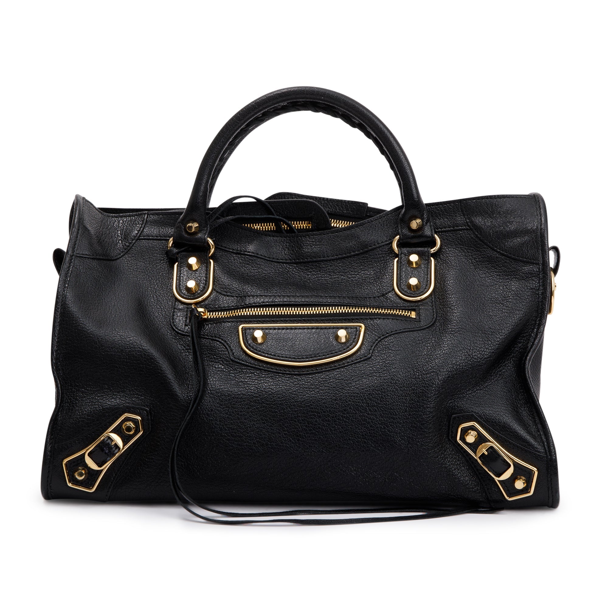 Balenciaga Black Chevre Leather Metallic Edge City Bag