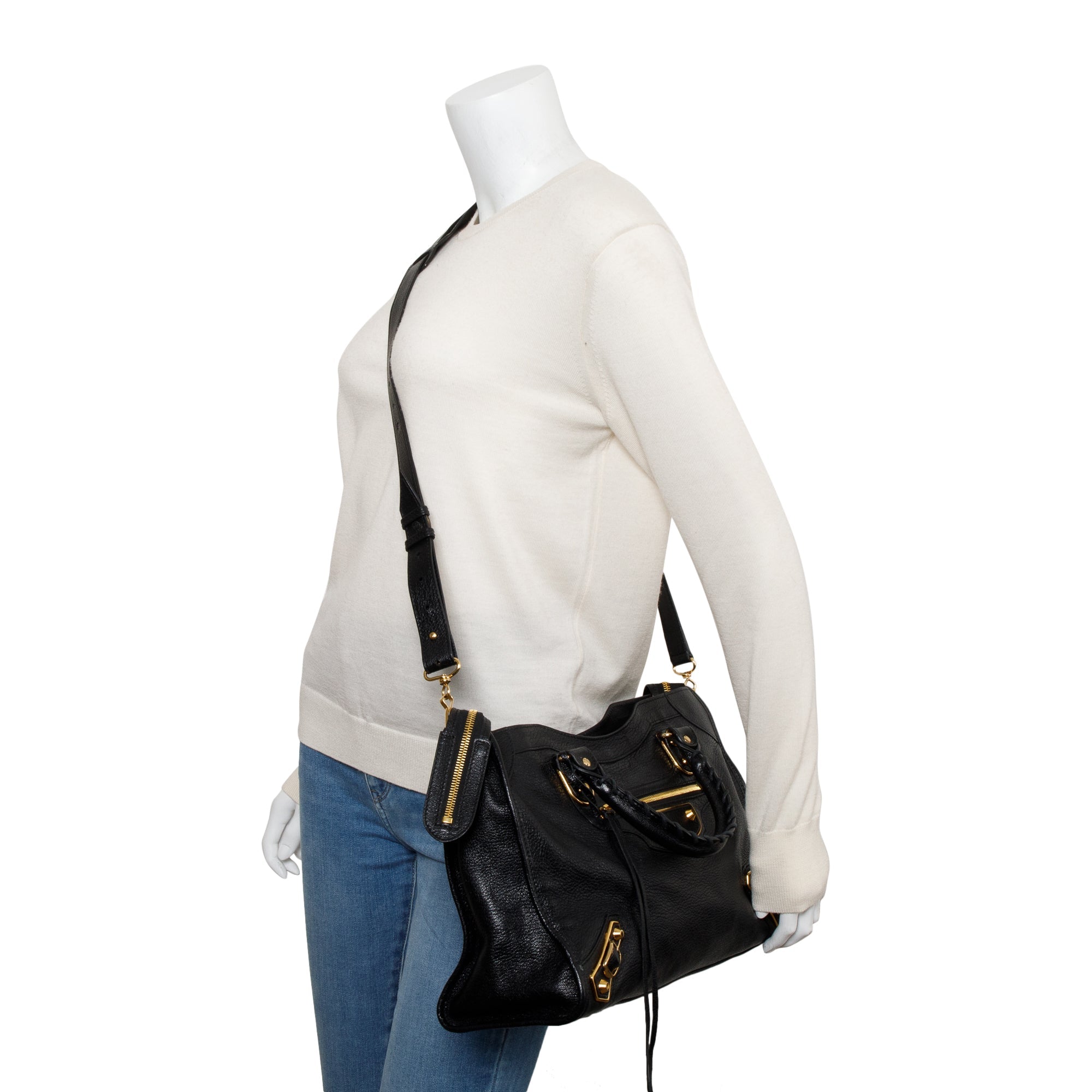 Balenciaga Black Chevre Leather Metallic Edge City Bag