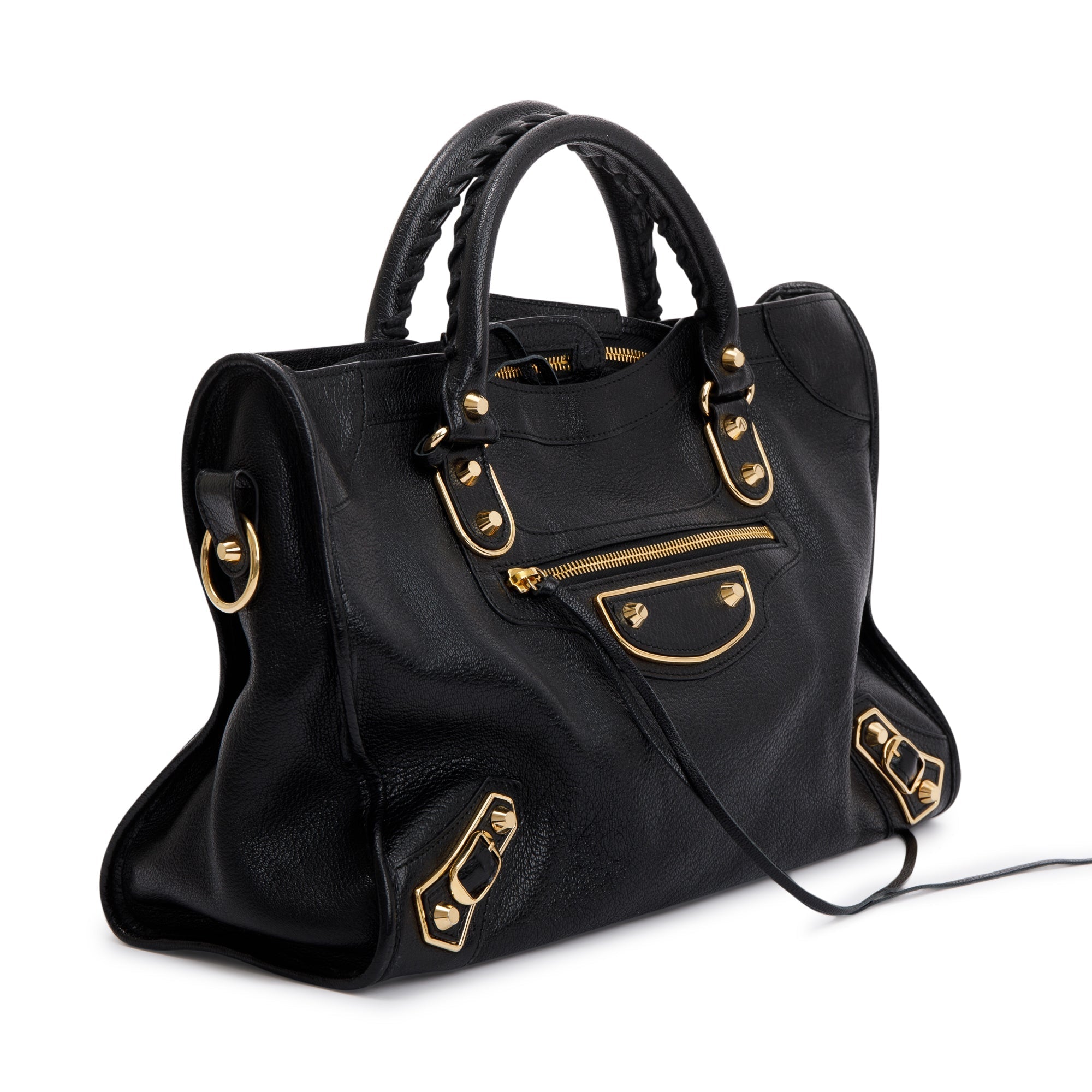 Balenciaga Black Chevre Leather Metallic Edge City Bag