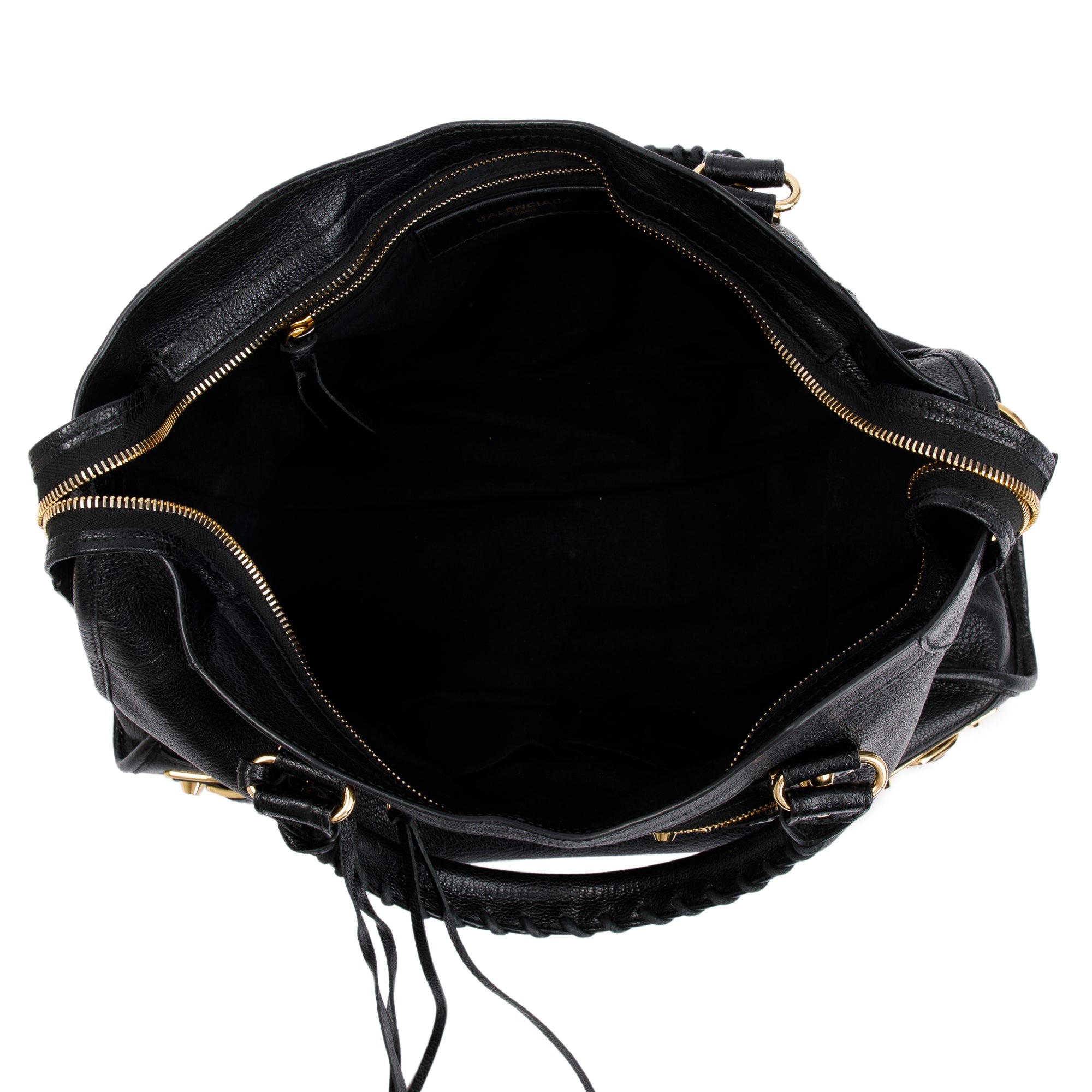 Balenciaga Black Chevre Leather Metallic Edge City Bag