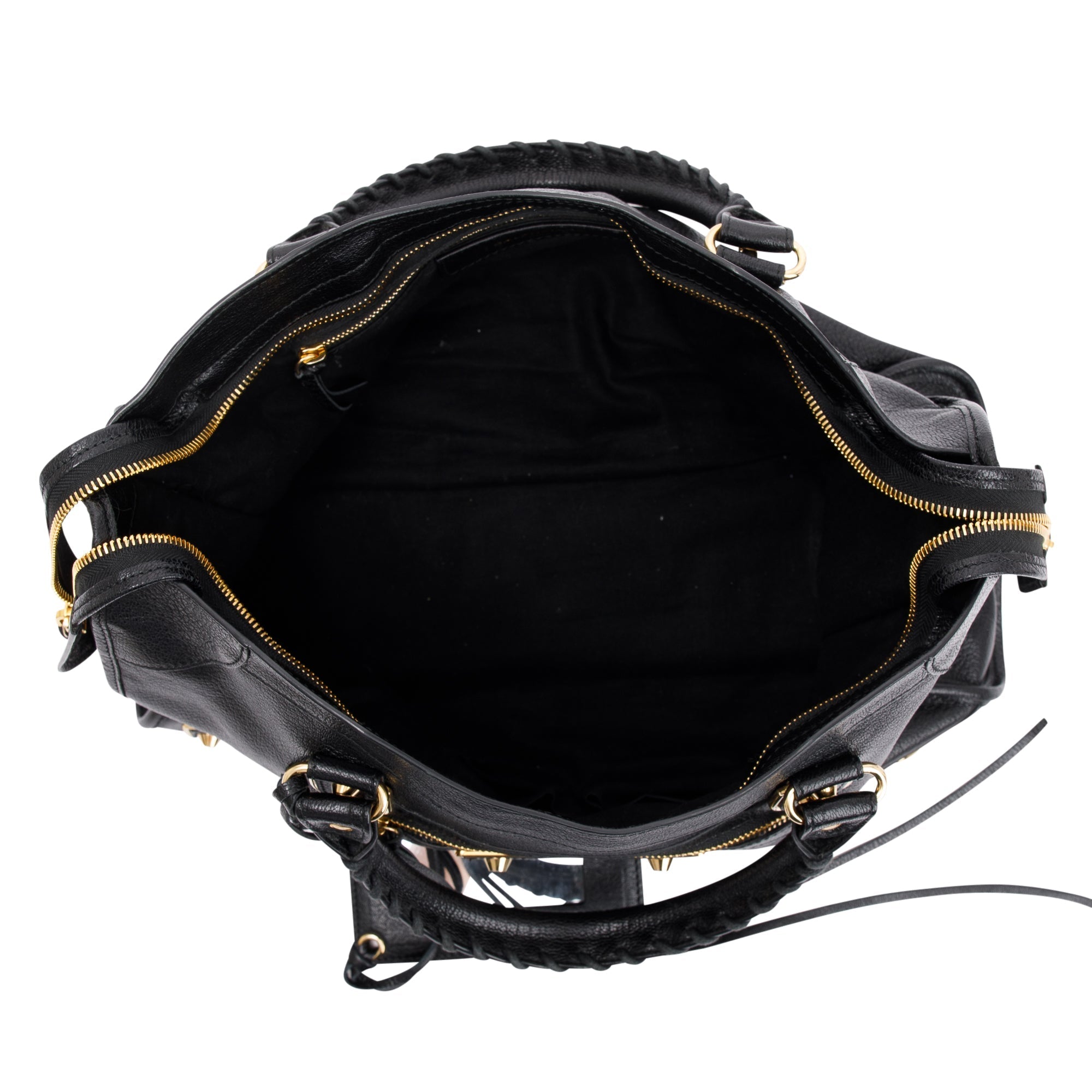 Balenciaga Black Chevre Leather Metallic Edge City Bag